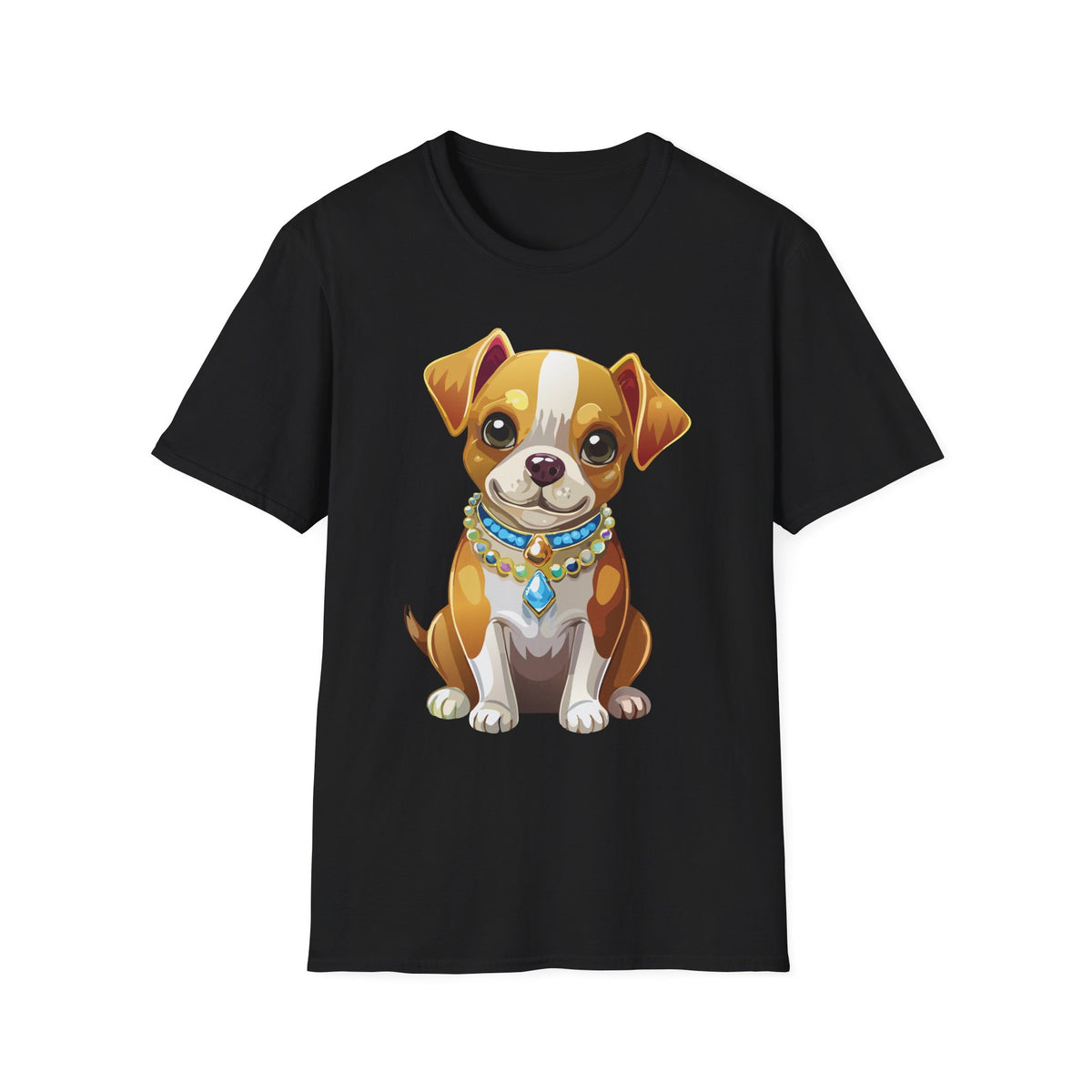 Cute Brown Puppy Illustration T-Shirt | Cartoon Dog Portrait, Pet Lover Tee