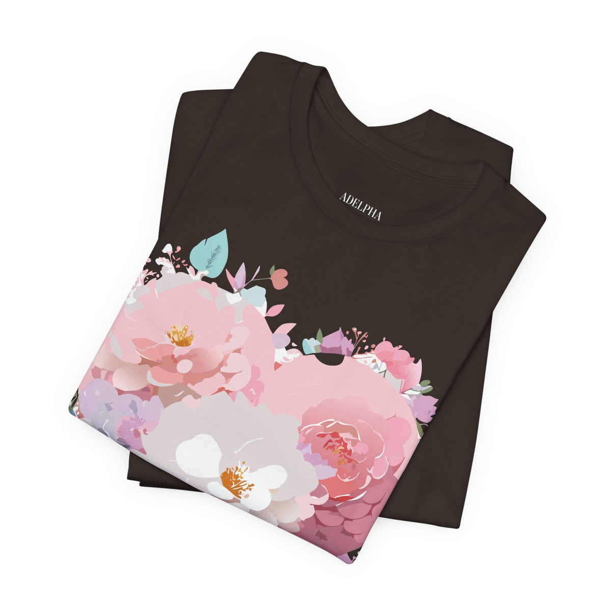 Valentine's Day Graphic Unisex Cotton Bella+Canvas Tee with Floral Art Design d120