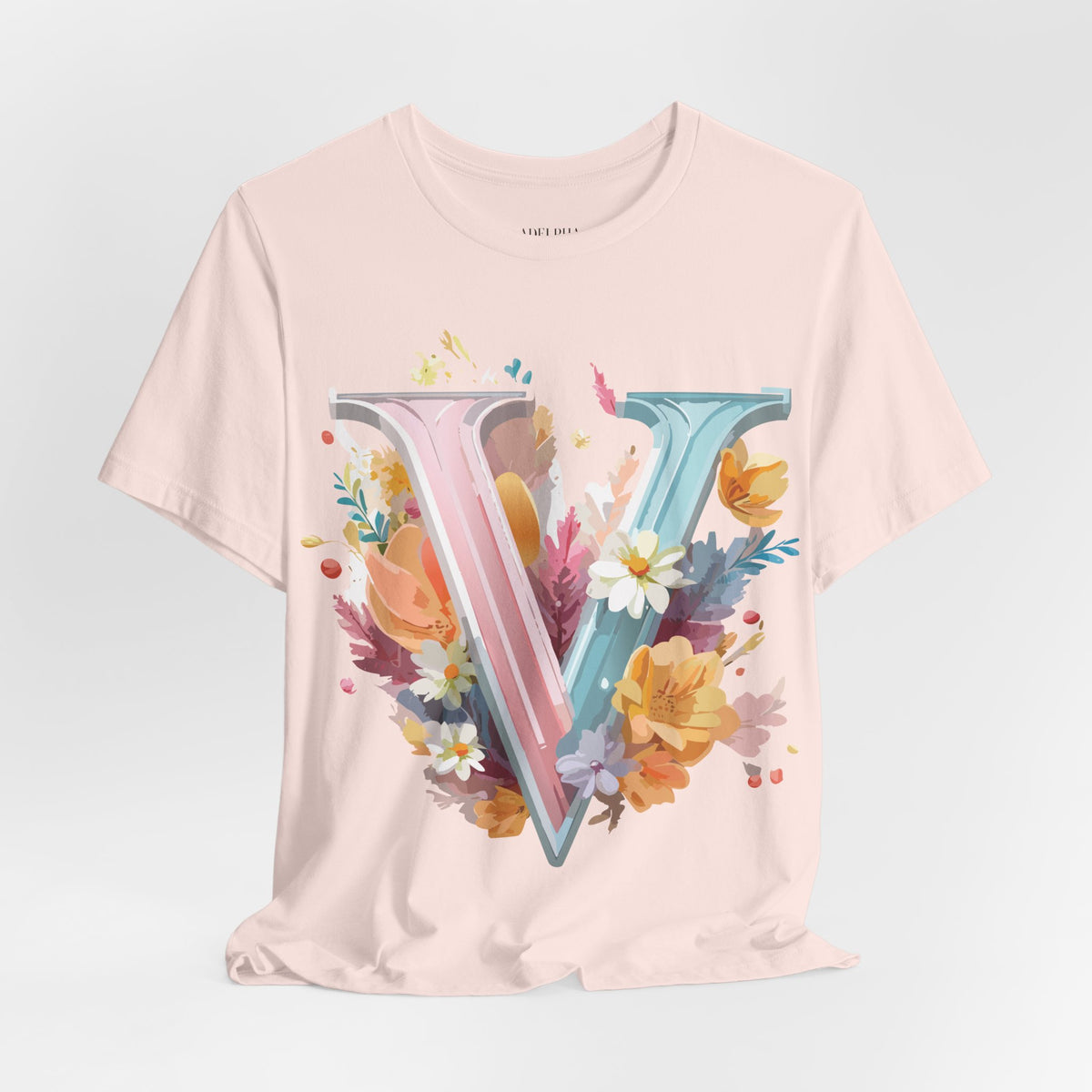 Letter V Graphic Unisex Cotton Bella+Canvas Tee with Art Letter Design