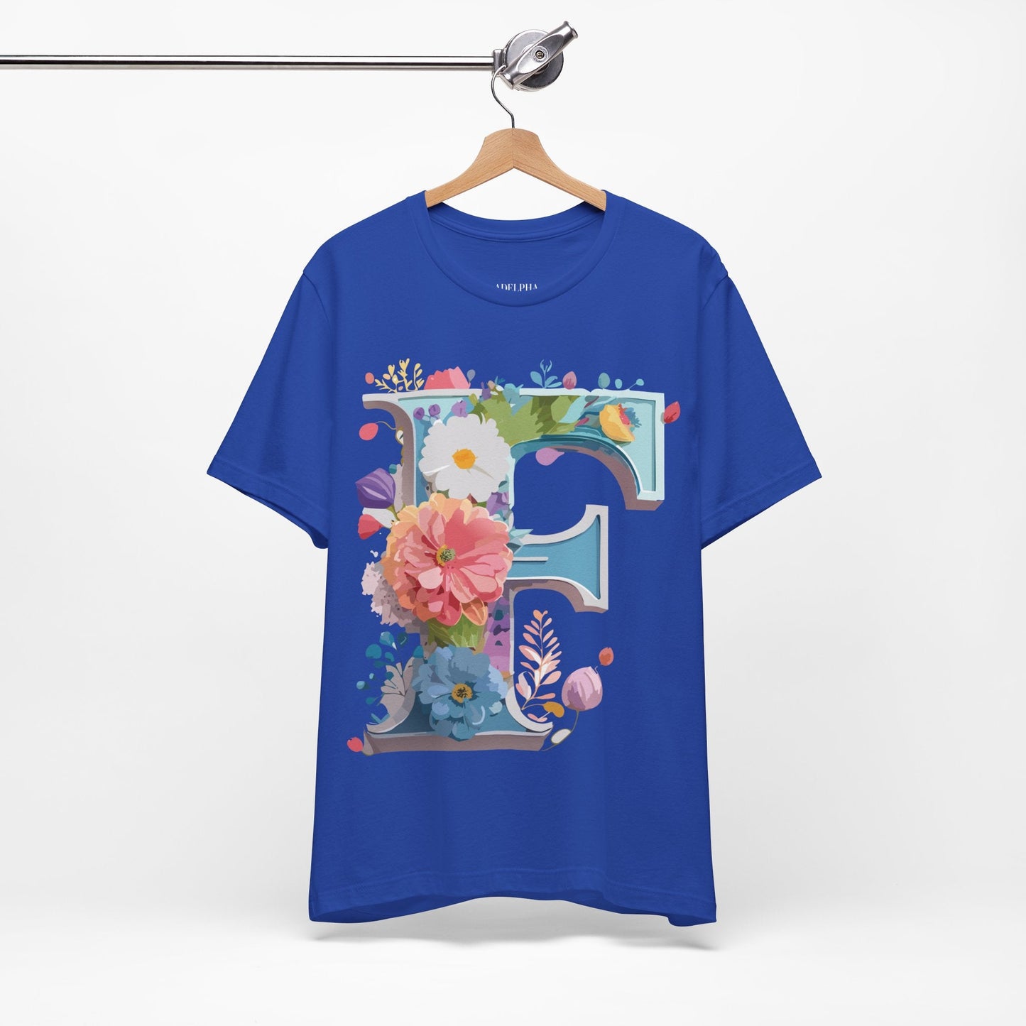 Letter F Shirt Graphic Tee Unisex Adelpha Vintage Inspired Art Design Short Sleeve