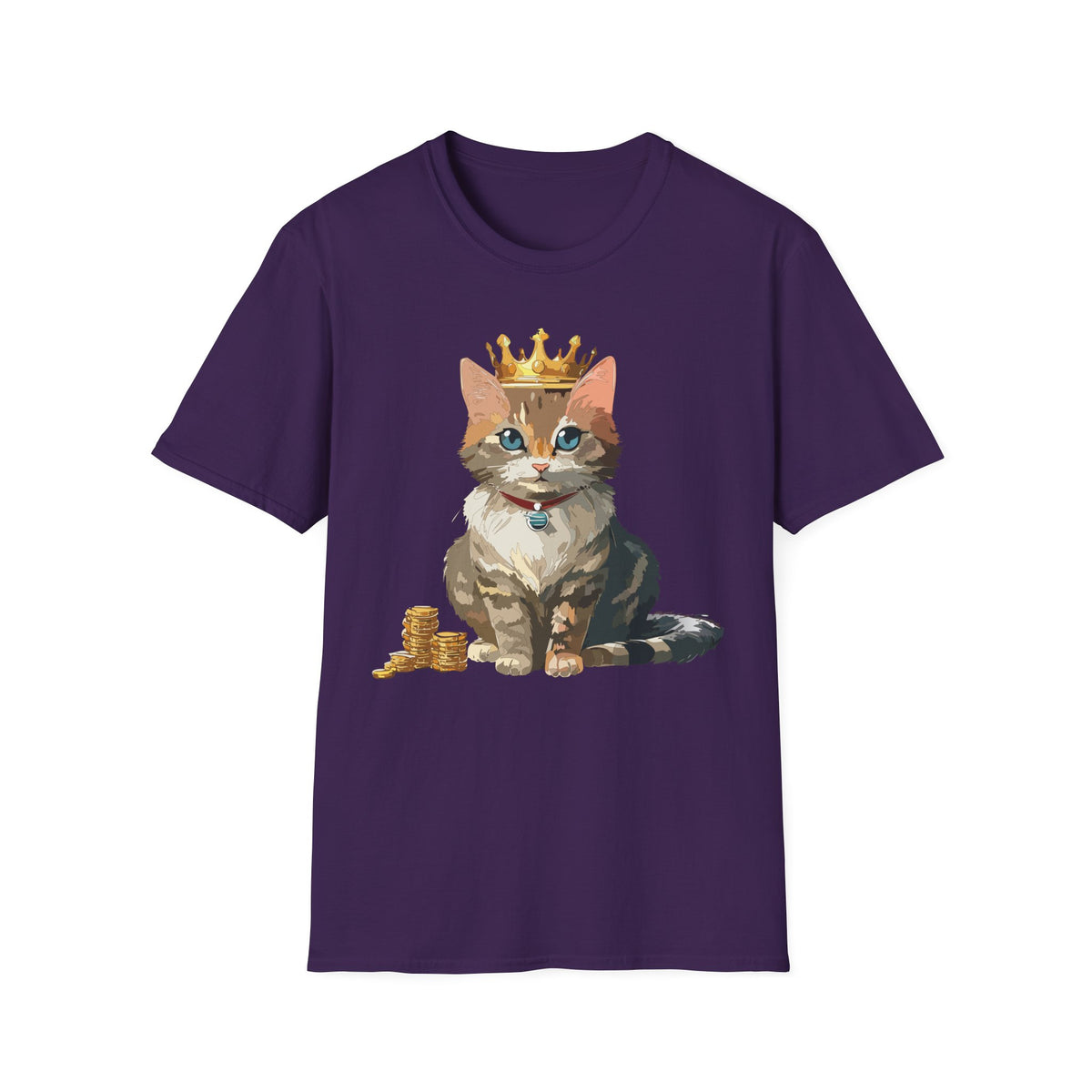 Crowned Tabby Cat T-Shirt | Cute Kitty with Crown and Treasure