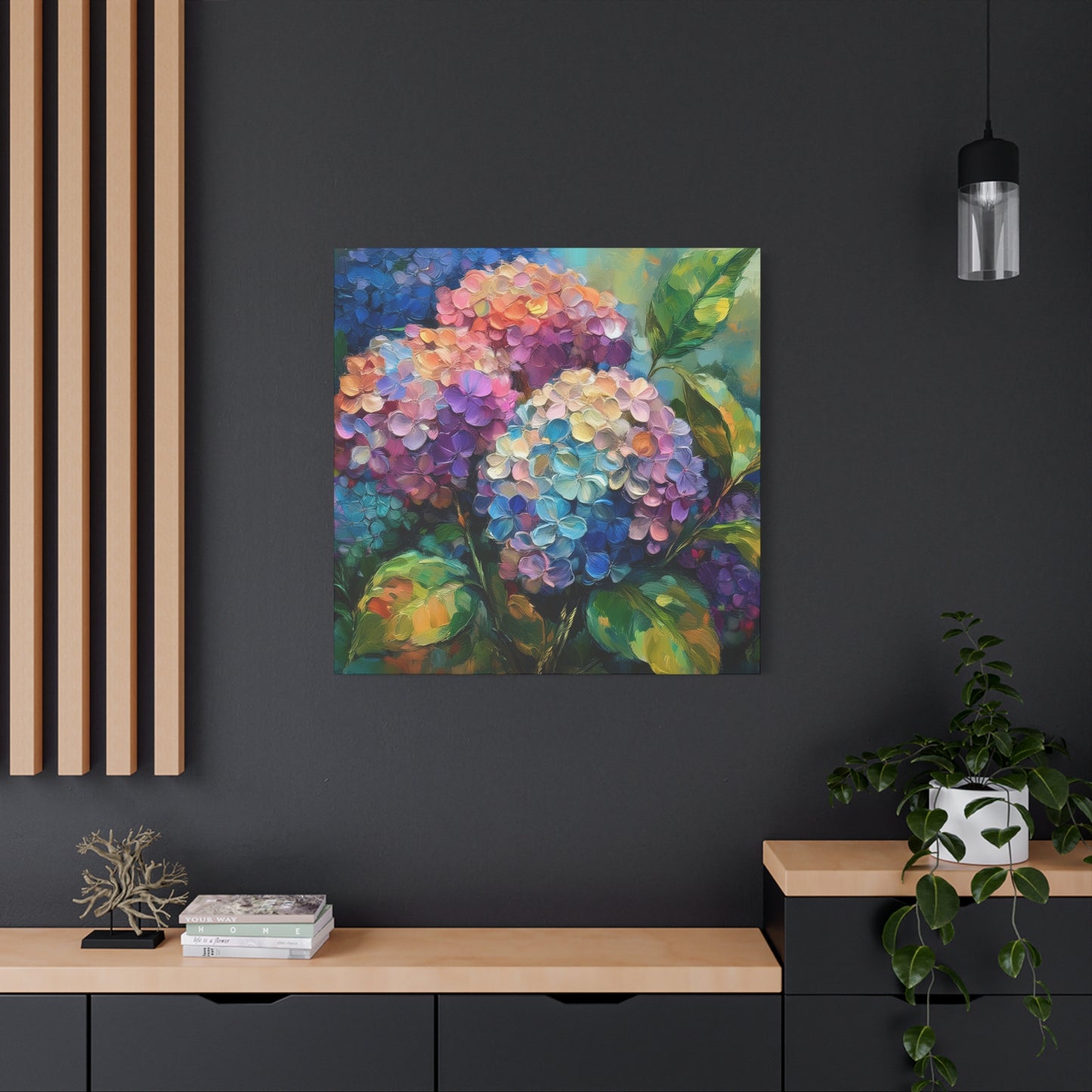 Hydrangeas Print Canvas, Flowers Oil Paint Print 20x20, 24x24, 30x30, 32x32, 36x36, Floral Art Design Print Non-Frame MC-28