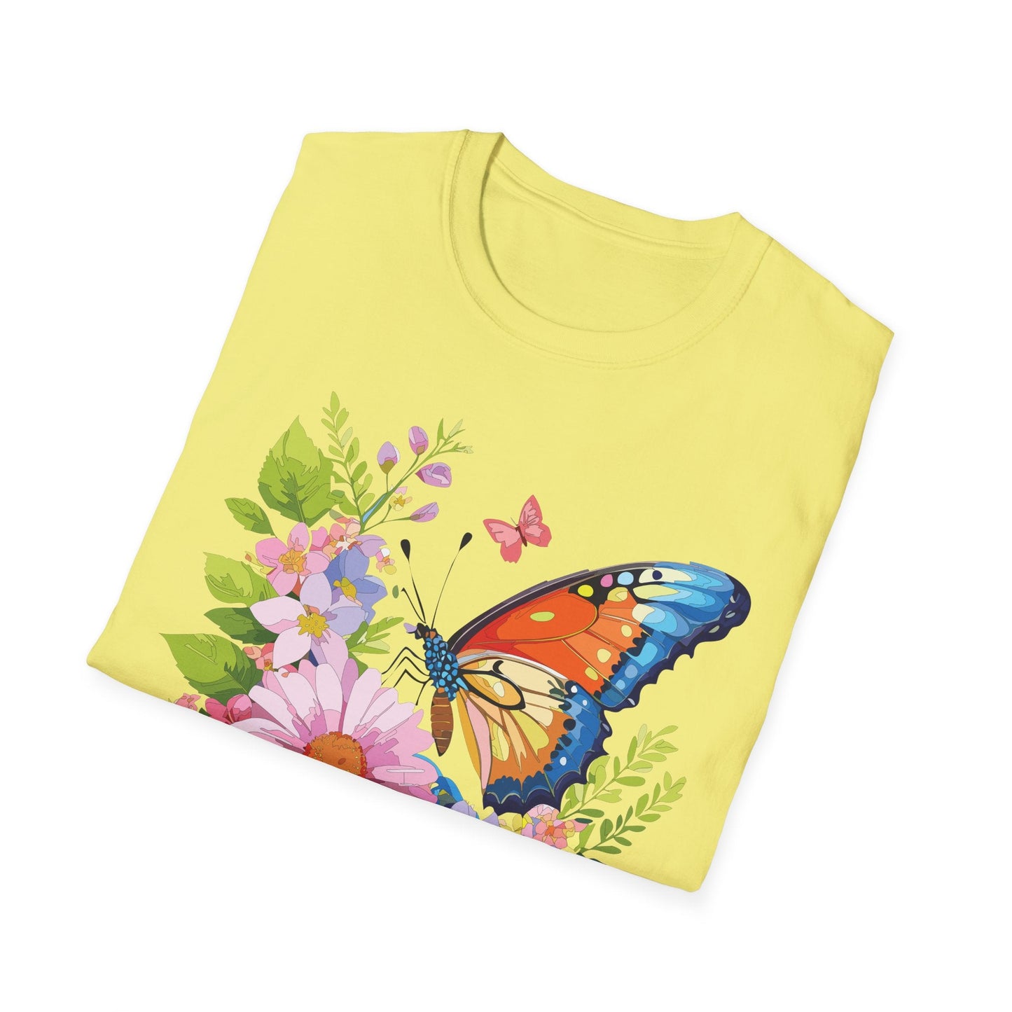 Butterfly T Shirt Unisex Short Sleeve Gildan Softstyle 64000 Monarch Butterfly Design Graphic