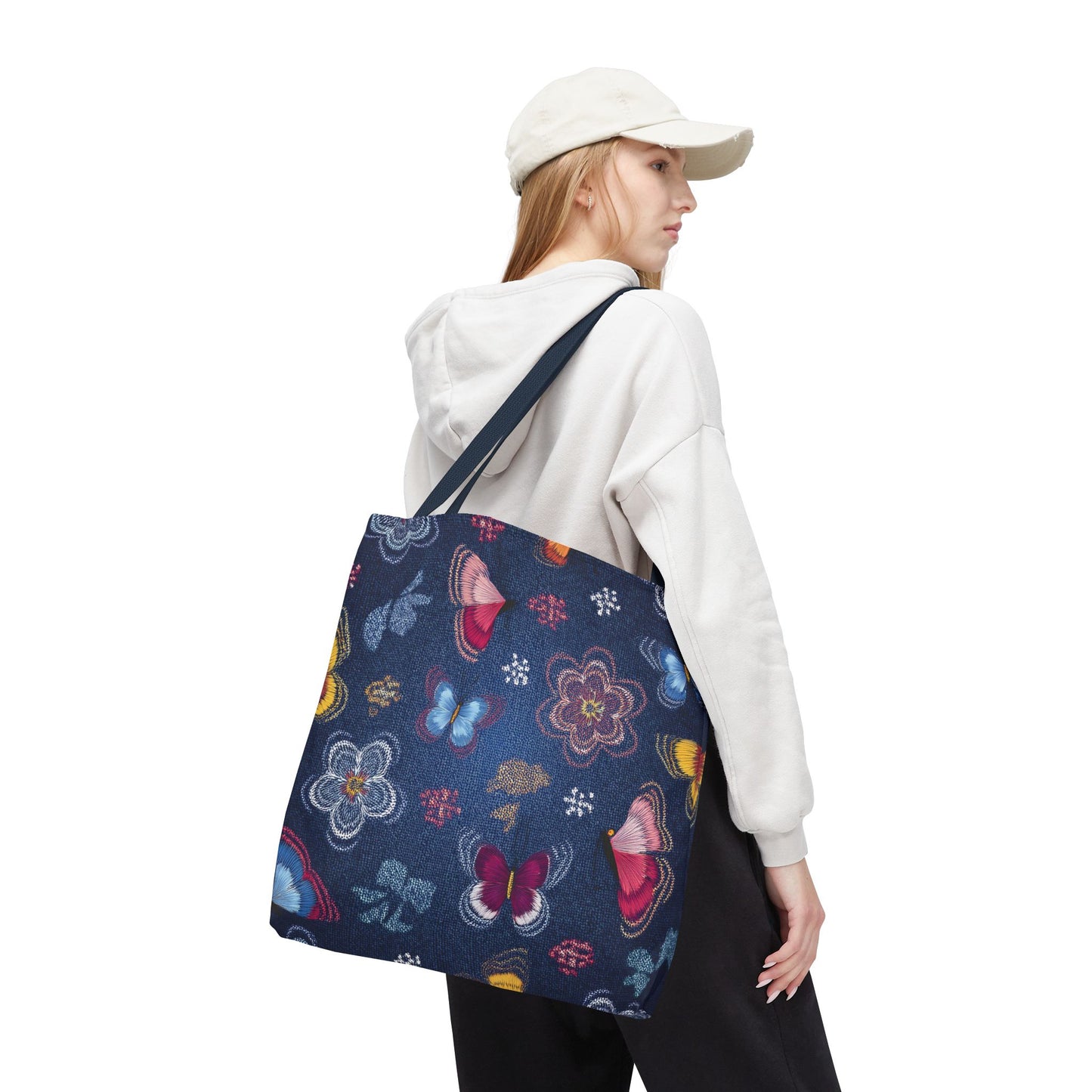 Denim Fabric Imitation Print Unisex Canvas Bag Poly Spun 3 Sizes Tote Bag 168