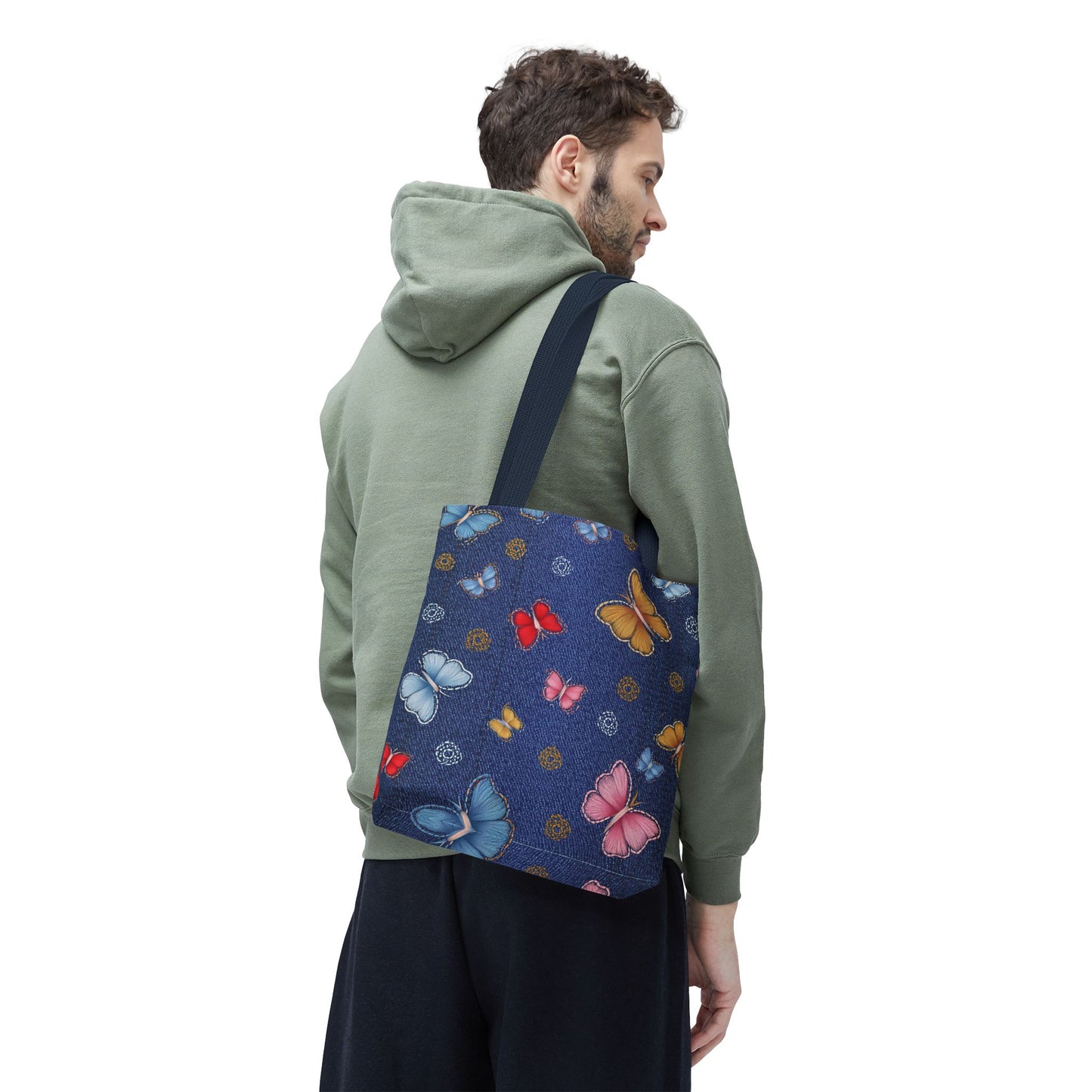 Denim Fabric Imitation Print Unisex Canvas Bag Poly Spun 3 Sizes Tote Bag 169