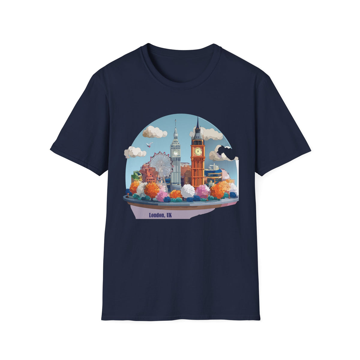 London Skyline illustration T-Shirt | Big Ben, London Eye, cityscape