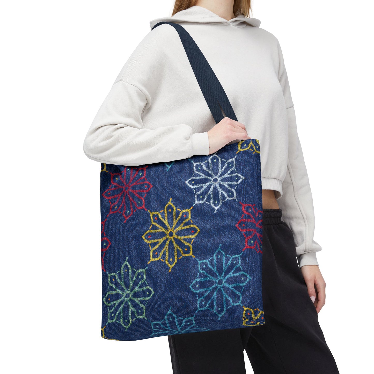 Diwali Graphic Denim Fabric Imitation Print Unisex Canvas Bag Poly Spun 3 Sizes Tote Bag 205-7