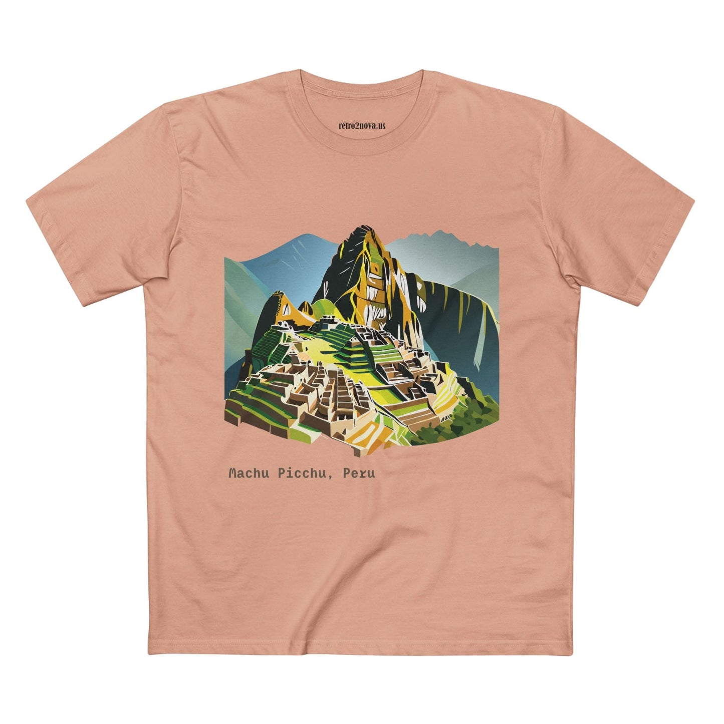 Retro2Nova Machu Picchu Travel Shirt Unisex Art Tee Premium Cotton Staple Tee With Original Design