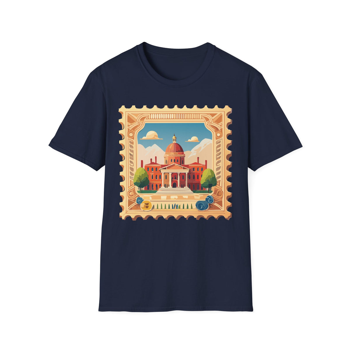 Vintage Postage Stamp Capitol Illustration T-Shirt | Architectural Travel Graphic Tee Unisex 100 Cotton Gildan T-Shirt