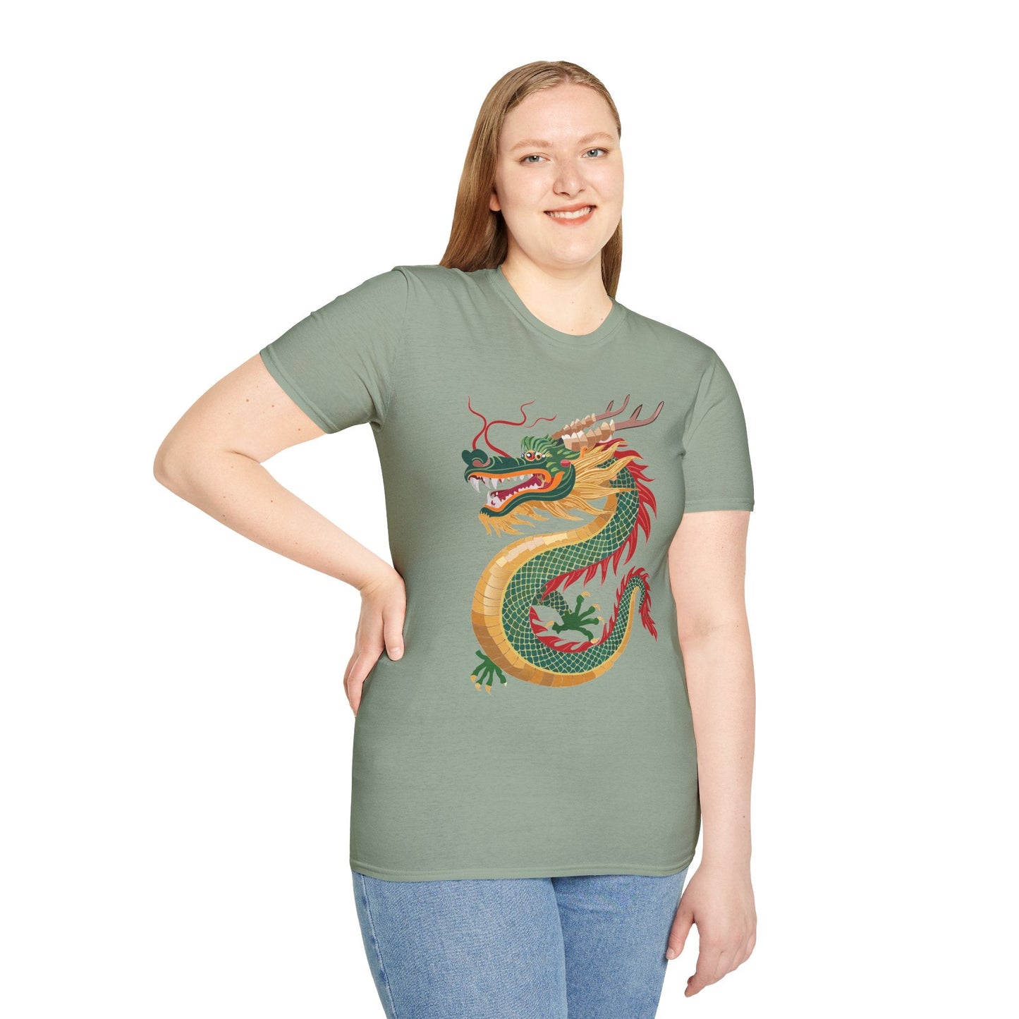Dragon T Shirt Unisex Dragon Shirt With Animal Art Design Gildan Softstyle 64000 Tee