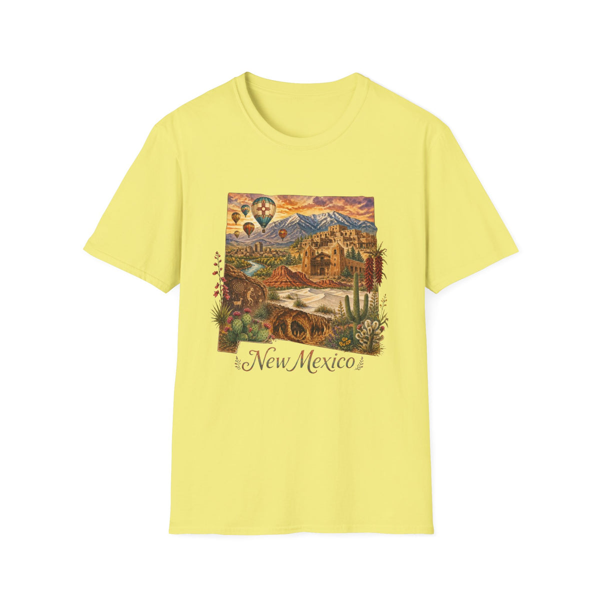 New Mexico State Travel Tourist Graphic Design Unisex 100 Cotton Gildan T-Shirt