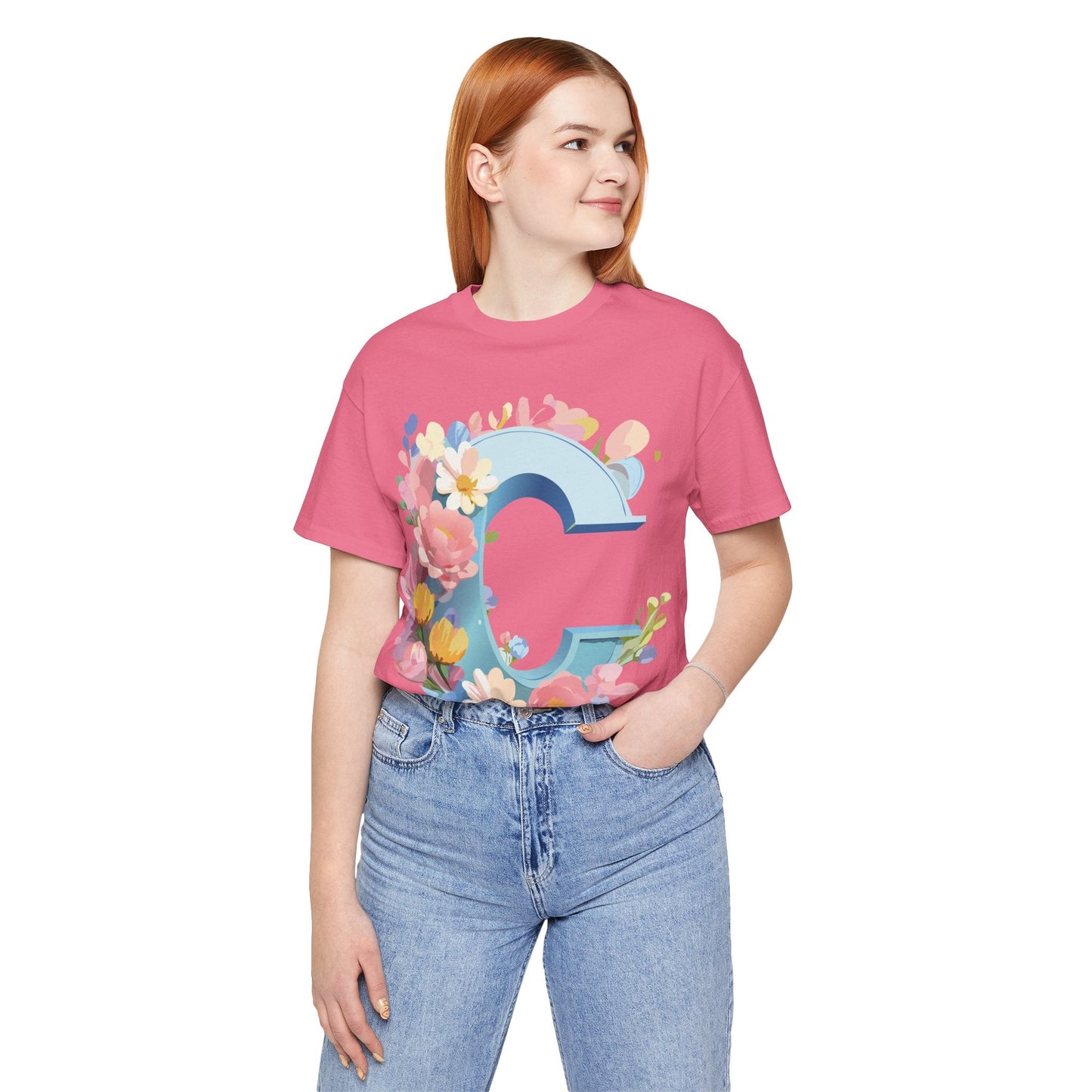 Letter C Shirt Graphic Tee Unisex Short Sleeve Vintage Art Adelpha Premium Quality