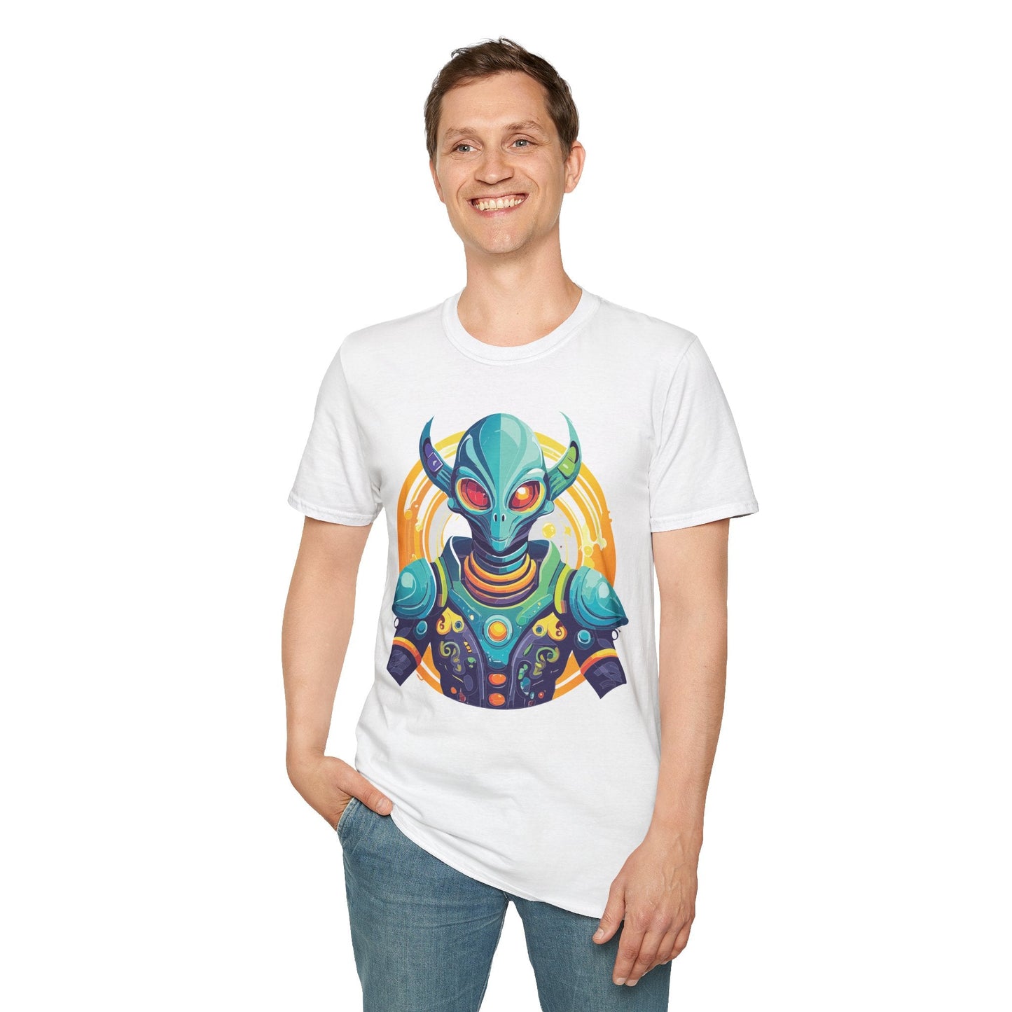 Alien T Shirt Cosmos Design Unisex Softstyle Cotton Tee With Aliens Art Graphic Print