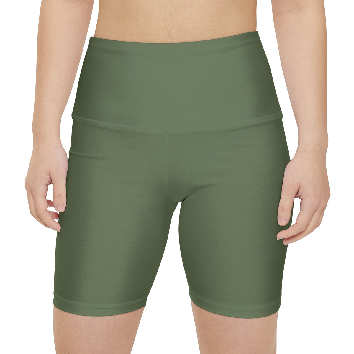 Dusty Olive High-Waist Olive Women’s Workout Shorts — Performance Biker Shorts for Gym, Yoga & Everyday Activewear