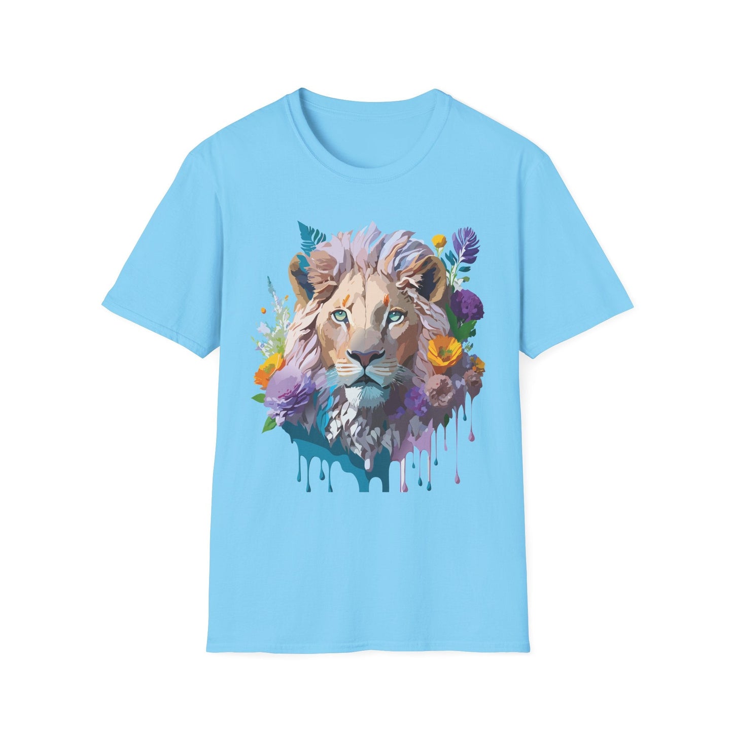 Unisex Lion Shirt Floral Lion Tee Animal Print Tee Gildan 64000