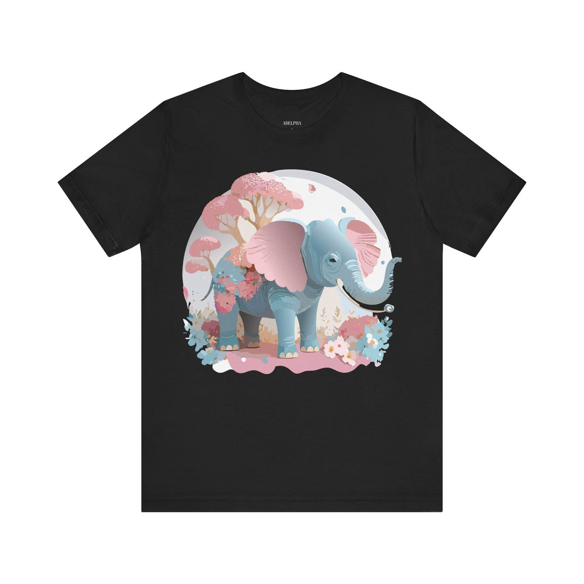 Elephant Graphic Unisex Cotton Bella+Canvas Tee with Art Animal Design e137