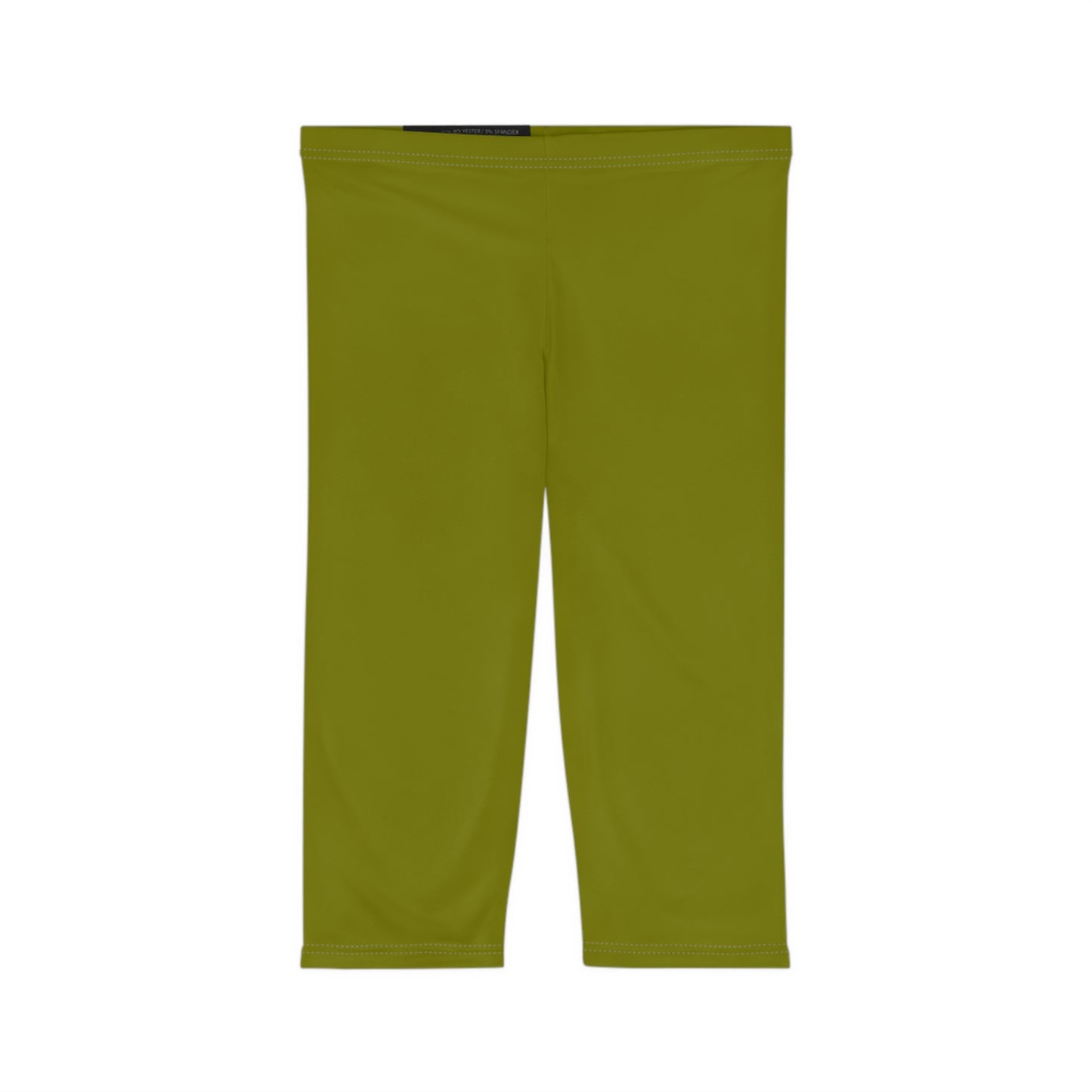 Olive Color Women's Brushed Suede Poly Span Casual Capri Leggings XS-2XL