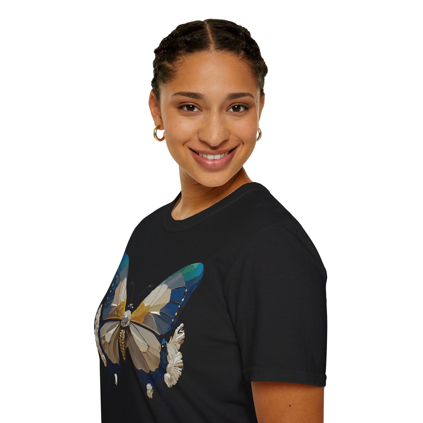 Butterfly Themed Unisex T Shirt With Monarch Design Gildan Softstyle 64000 Premium Ring Spun Cotton