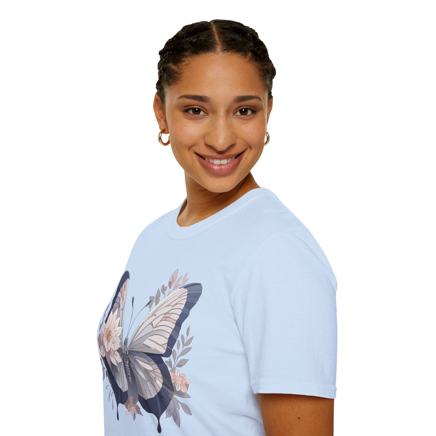 Butterfly T Shirt Unisex Monarch Print Softstyle Cotton Tee for Everyday Comfort