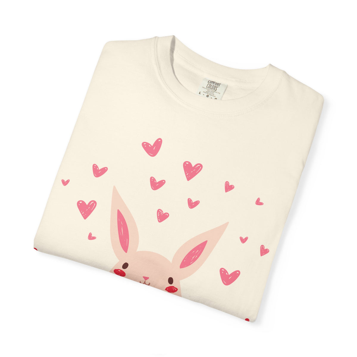 Easter Bunny Heart T-Shirt, Tee Shirt with Easter Signature, T Shirt with Easter Prints, Tee Shirt with Easter Design