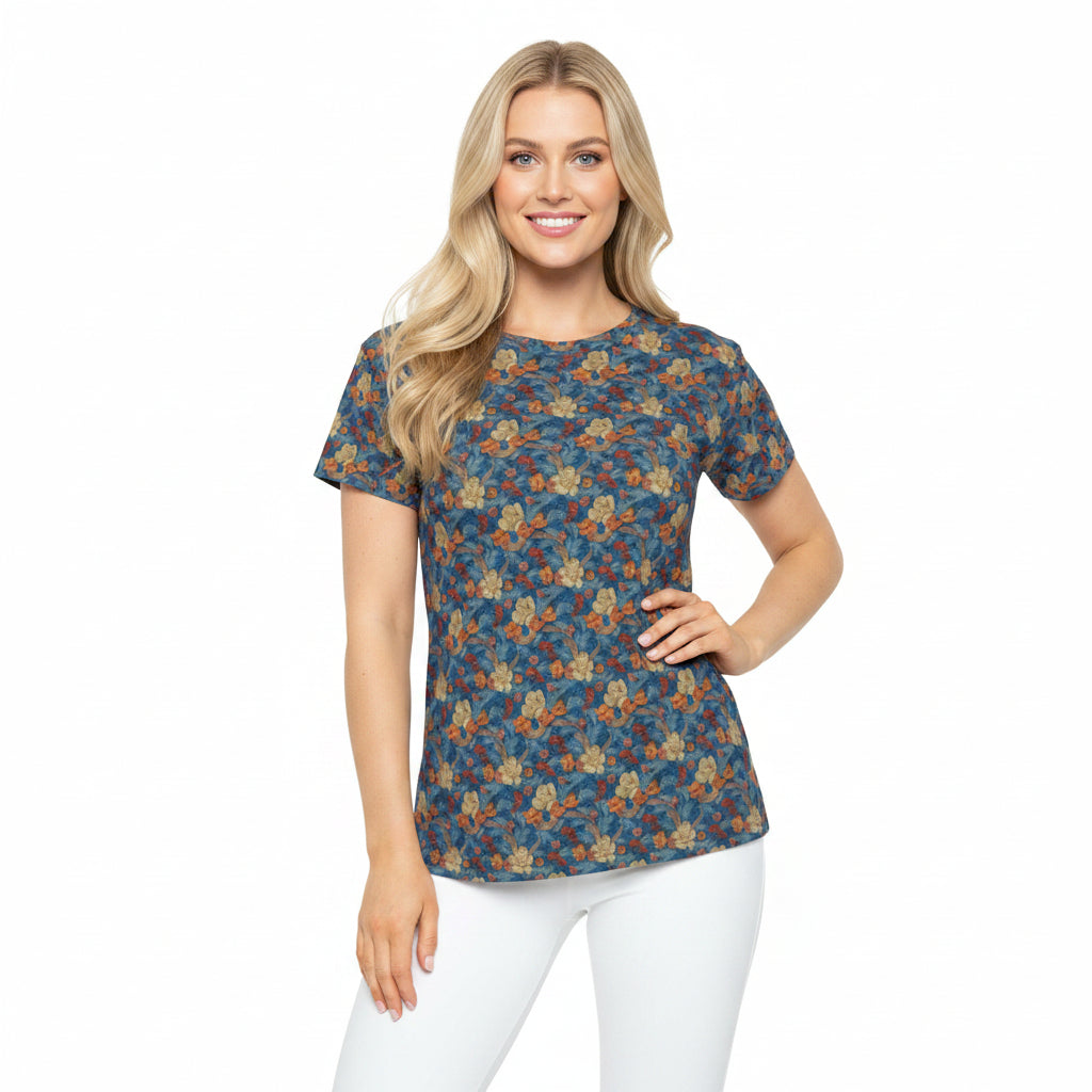 Women Poly T-Shirt with Floral Print