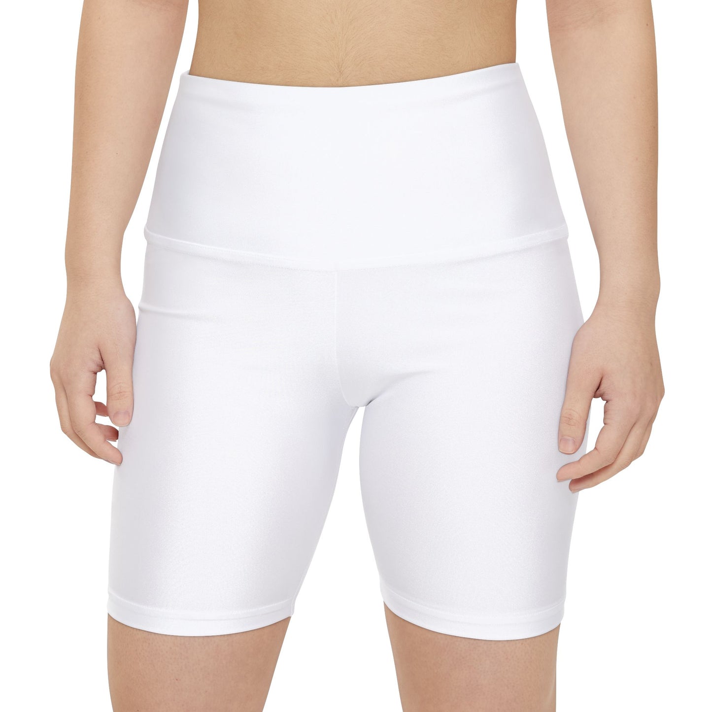 True White Women's Workout Shorts — High-Waist Athletic Biker Shorts (AOP)