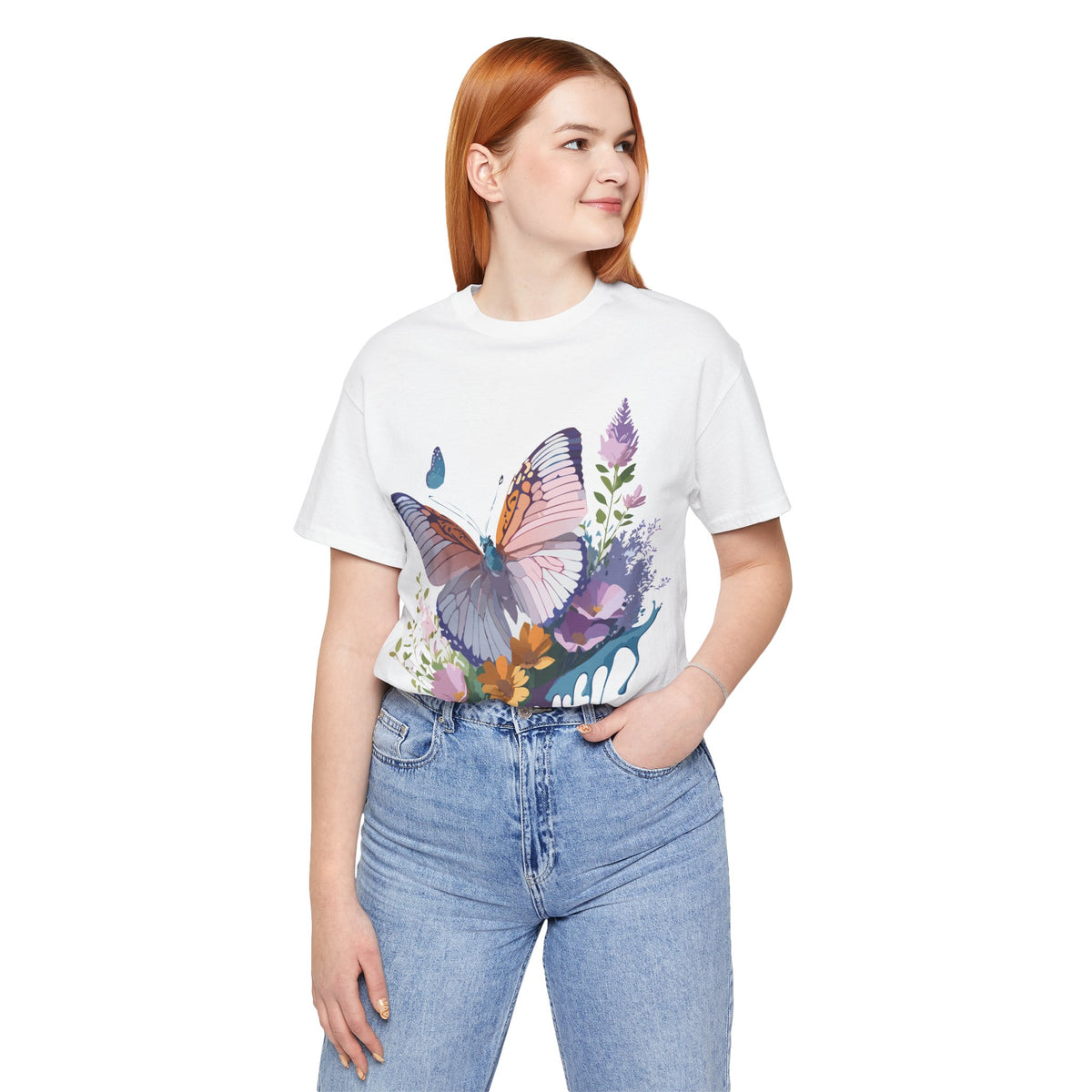 Butterfly Graphic Unisex Cotton Bella+Canvas Tee with Art Design n08