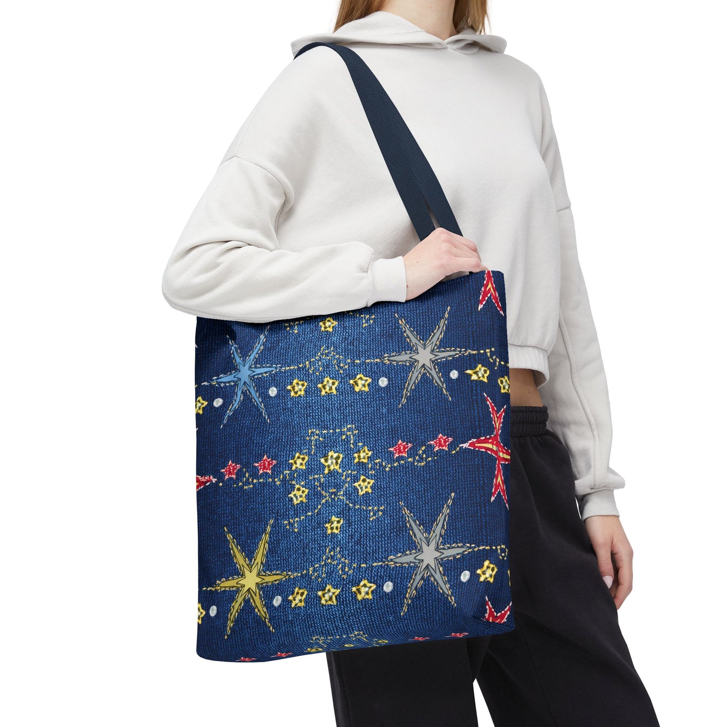 Denim Fabric Imitation Print Unisex Canvas Bag Poly Spun 3 Sizes Tote Bag 181