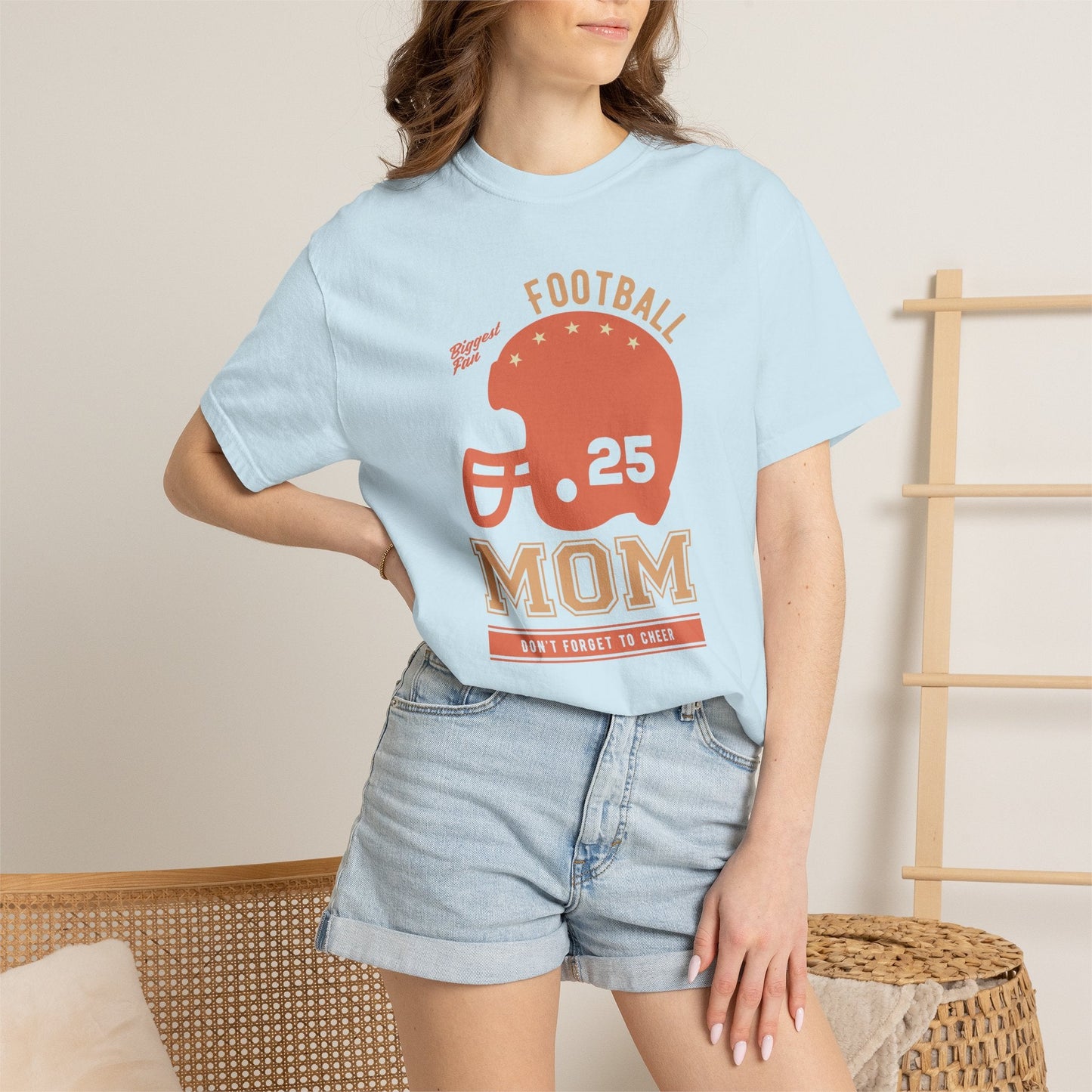 Football Mom T-shirt Mother's Day Mama Tee Unisex Comfort Colors Garment-Dyed Cotton h43