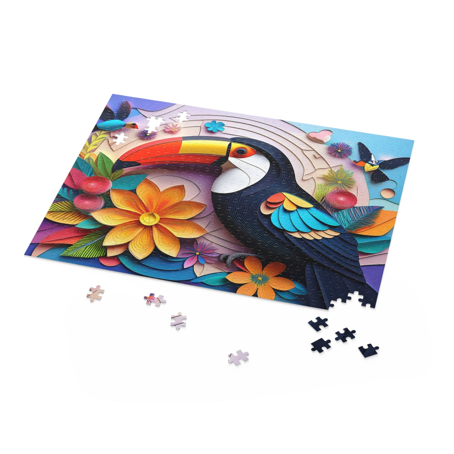Puzzles-35 Kids Toucan Puzzle 500-Piece  Floral Toucan Puzzle 500-Piece, Birds Kids Puzzles Size: 16" x 20",  Ages 9+