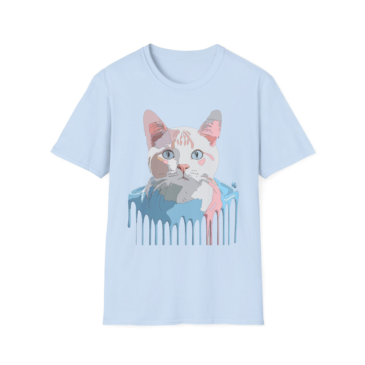 Pastel Cat Portrait T-Shirt | Watercolor Kitty Face Tee