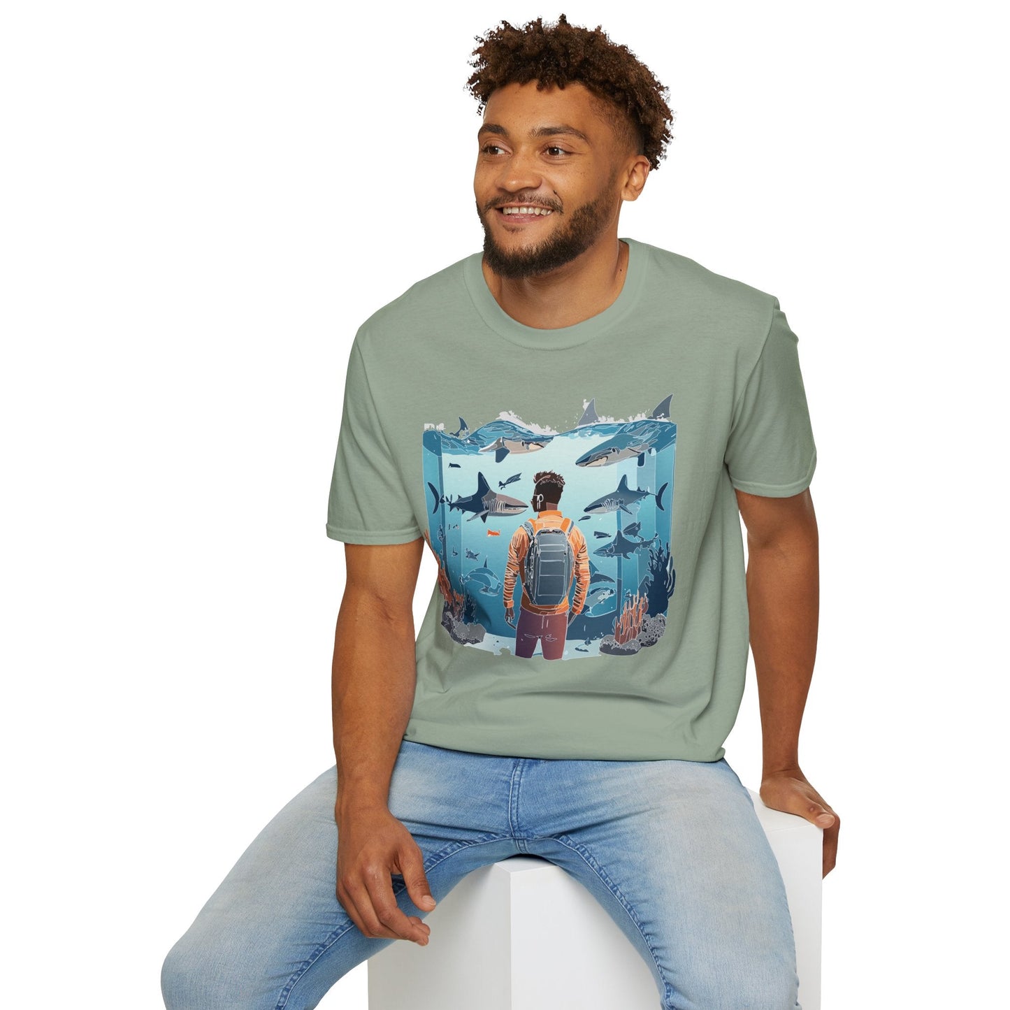 Ocean Themed Unisex Short Sleeve Tee Gildan Softstyle 64000 Ocean Inspired Art Design