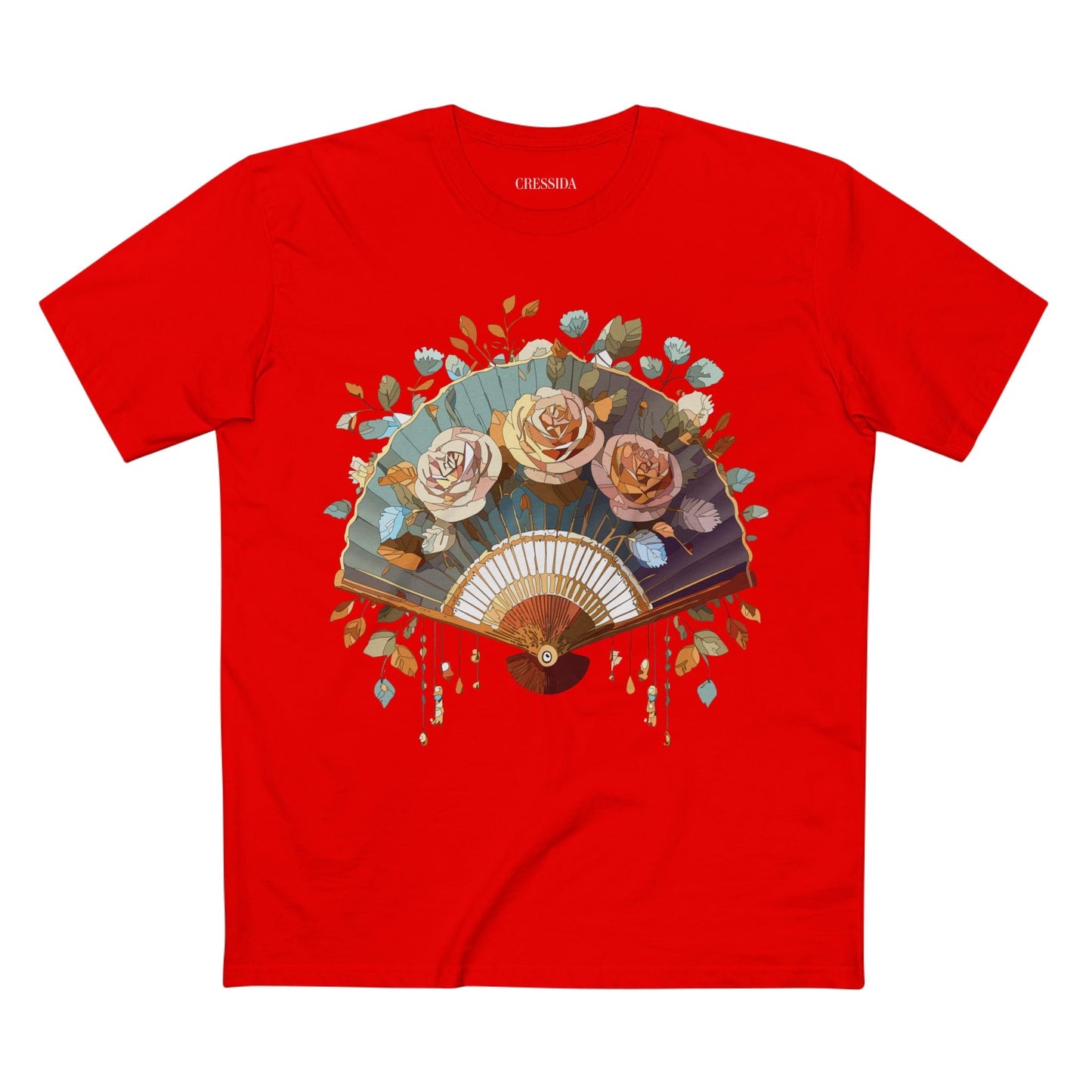 Antique Fan Graphic Design T-Shirt Unisex 100 Cotton Floral Carnival Artwork Tee 5