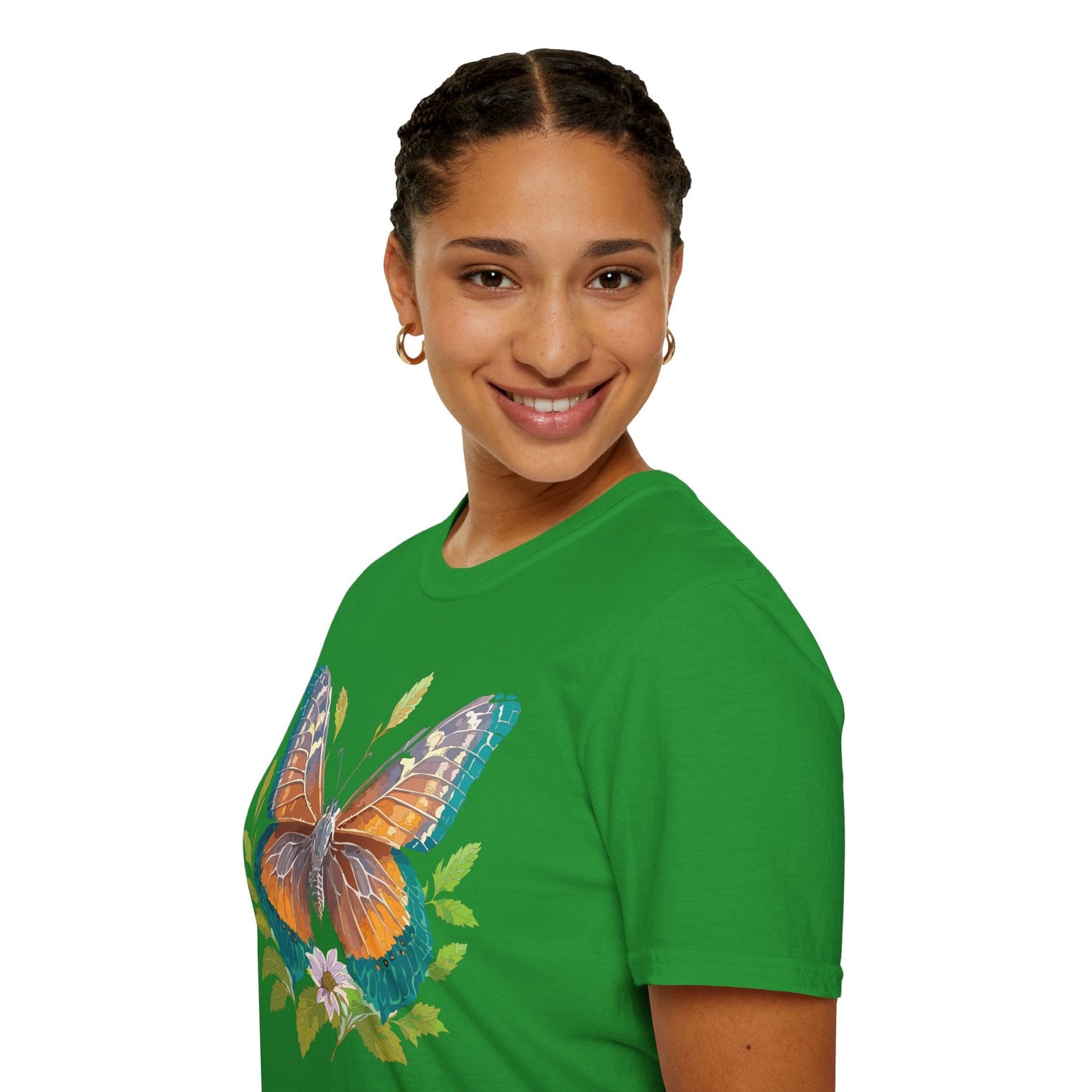 Unisex Butterfly Shirt With Monarch Design Cotton Tee Gildan 64000 Softstyle Comfort