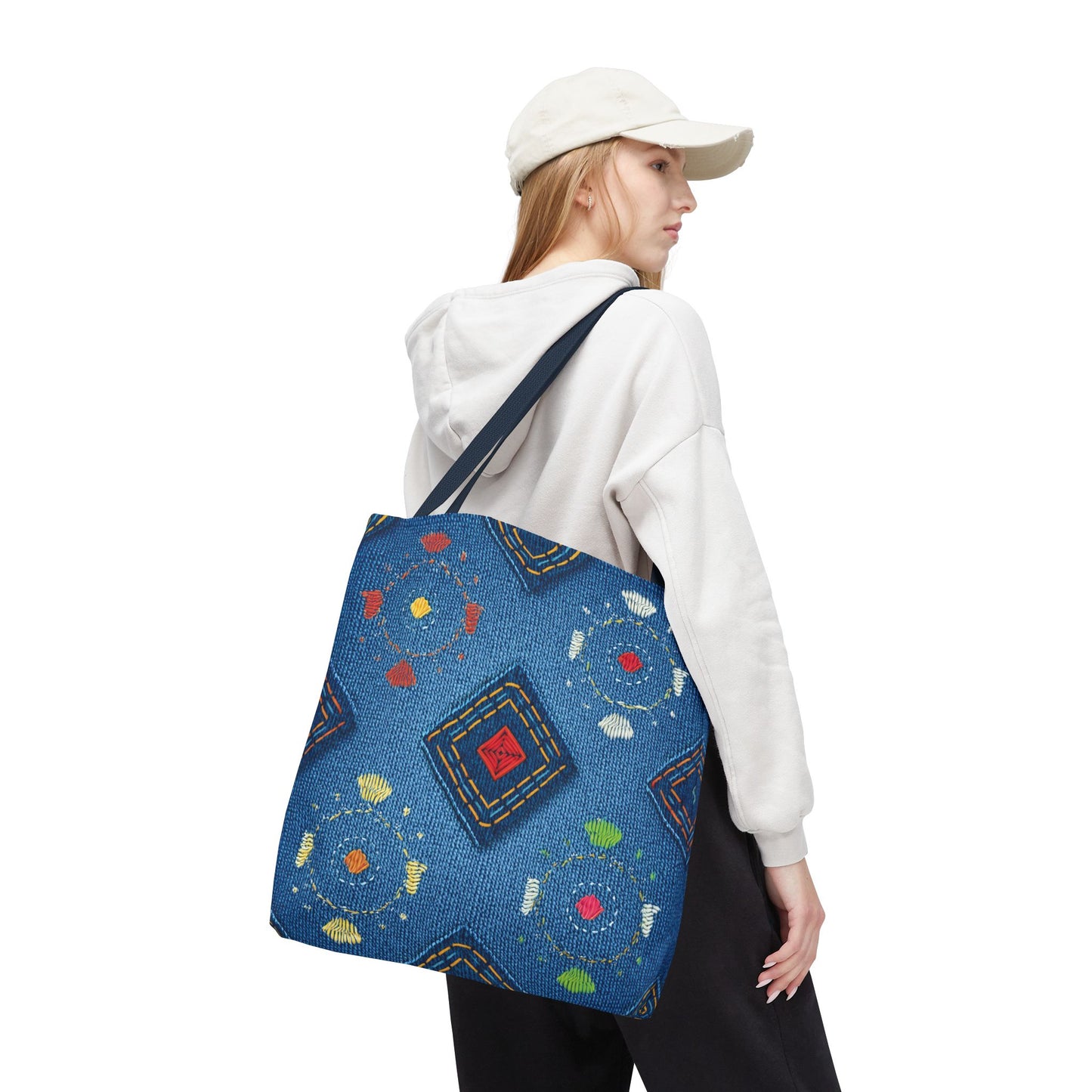 Diwali Graphic Denim Fabric Imitation Print Unisex Canvas Bag Poly Spun 3 Sizes Tote Bag 205-24