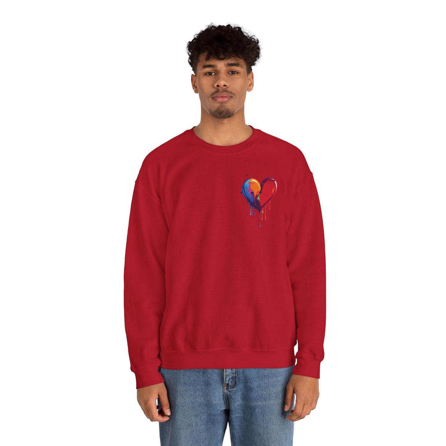 Bleeding Heart Sweatshirt Unisex Crewneck Cotton Polyester Blend Valentines Day Heart Design 117