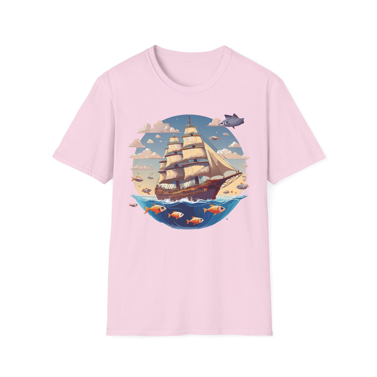 Nautical Ship Frigate Vessel T Shirt Unisex Premium Softstyle Cotton Tee Gildan 64000