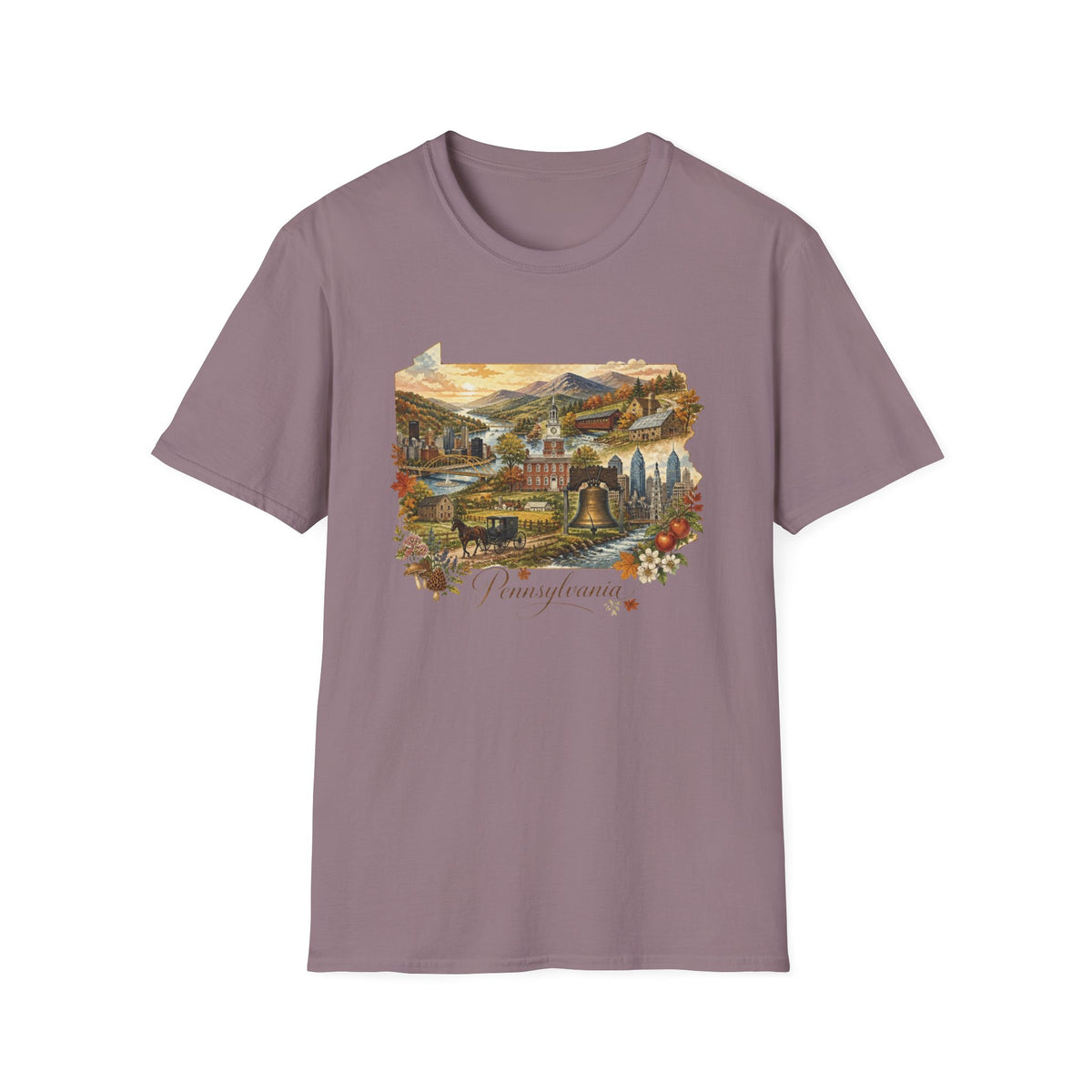 Pennsylvania State Travel Tourist Graphic Design Unisex 100 Cotton Gildan T-Shirt