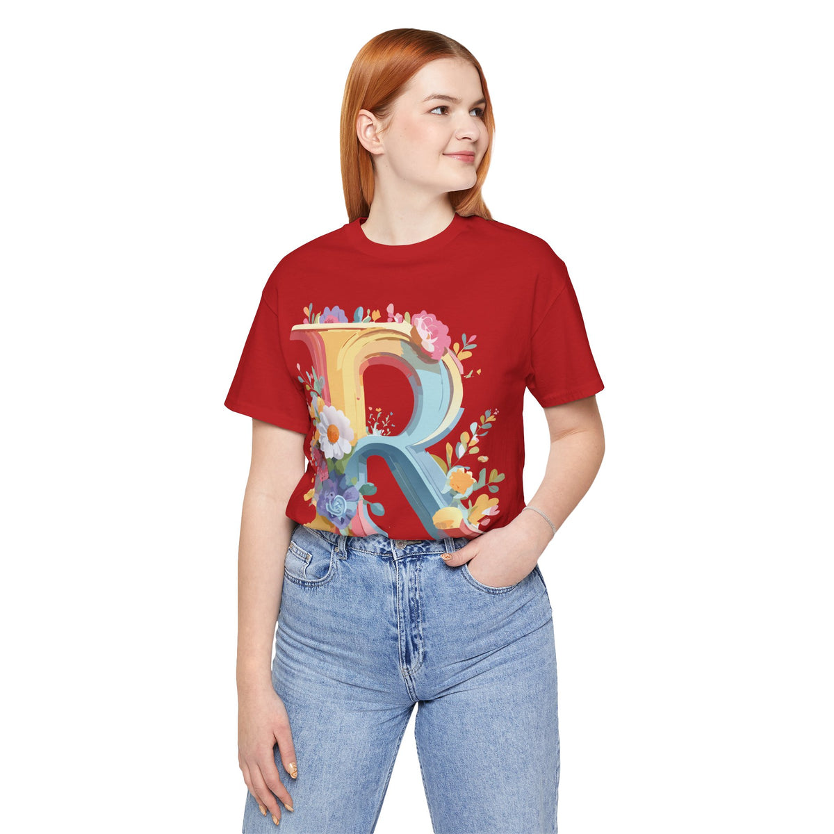 Letter R Graphic Unisex Cotton Bella+Canvas Tee with Art Letter Design