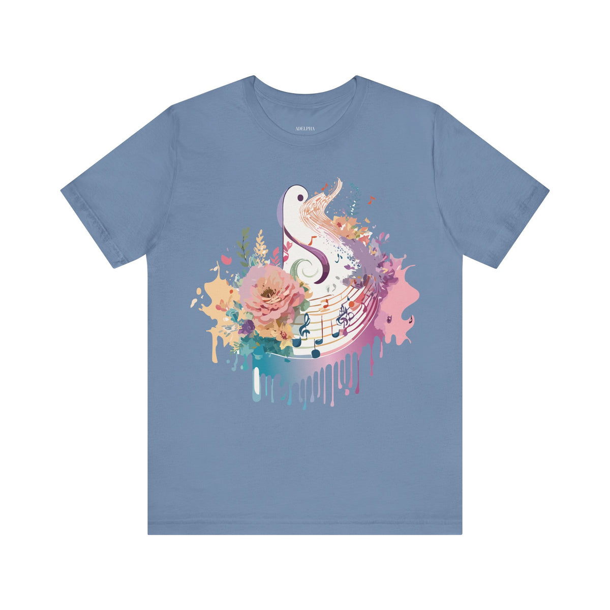 Music Graphic Unisex Cotton Bella+Canvas Tee with Art Design n166