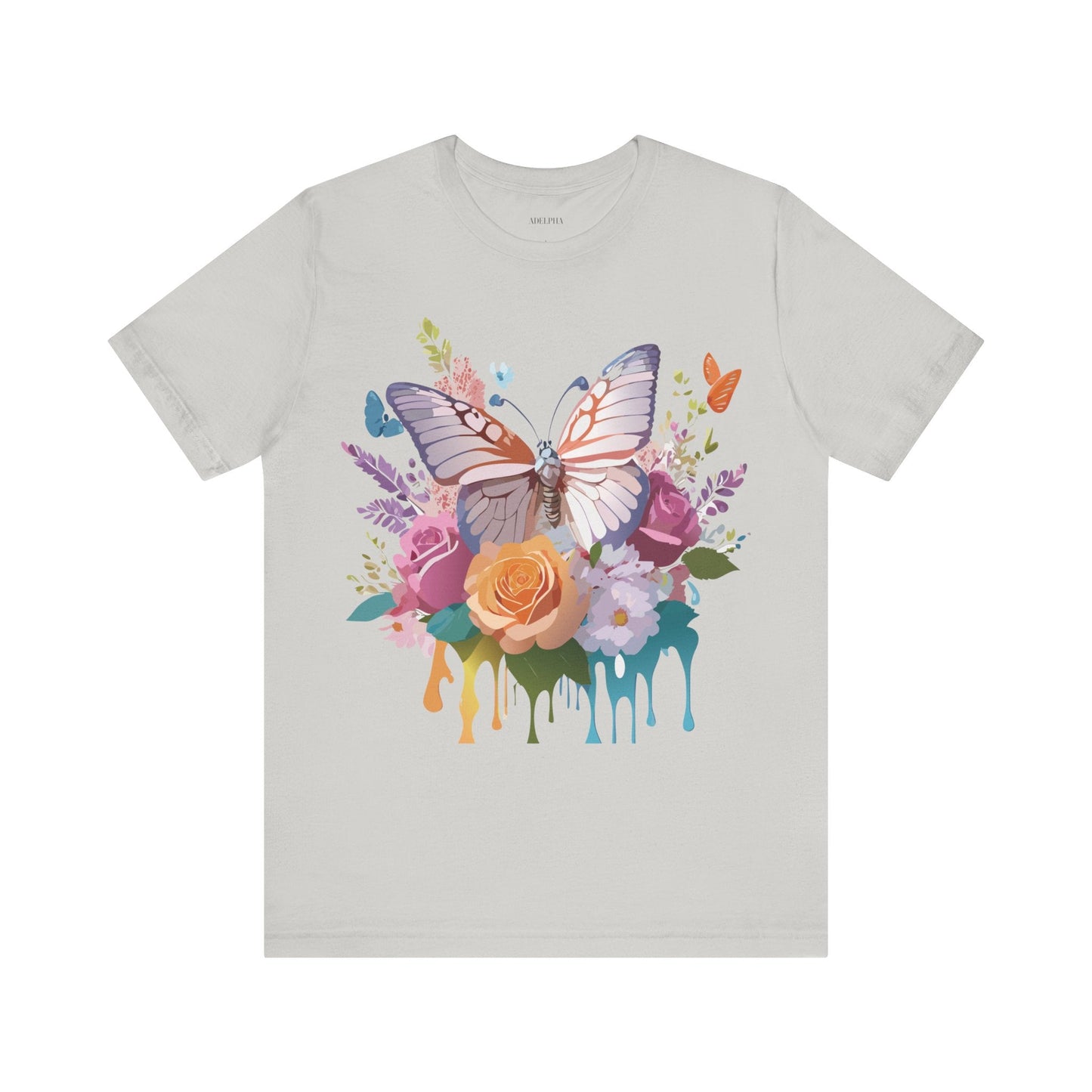 Butterfly Graphic Unisex 100 Cotton Lightweight Vintage Floral Design Jersey Tee 42