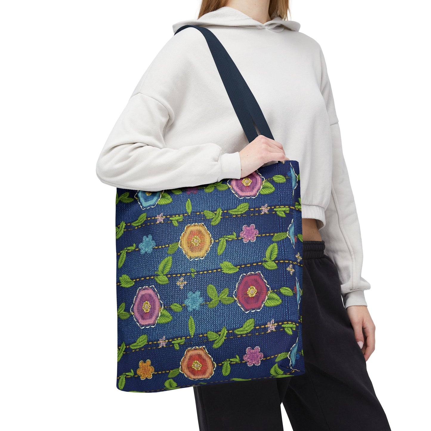 Denim Fabric Imitation Print Unisex Canvas Bag Poly Spun 3 Sizes Tote Bag 134