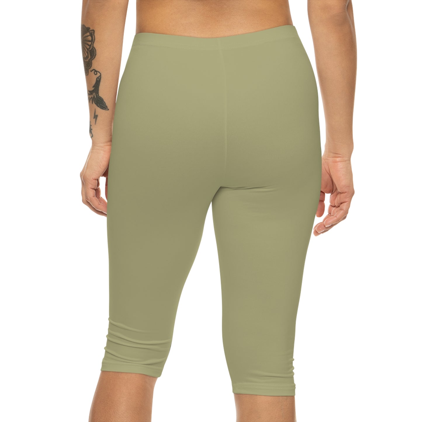 Dry Sage Color Women's Brushed Suede Poly Span Casual Capri Leggings XS-2XL