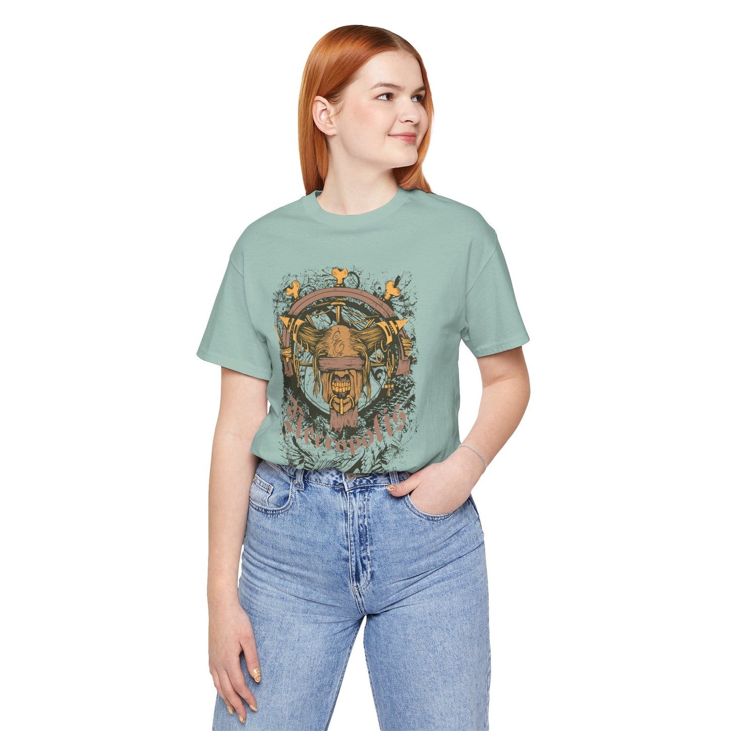 Skull Nordic Warrior Graphic Unisex Cotton T-Shirt r12