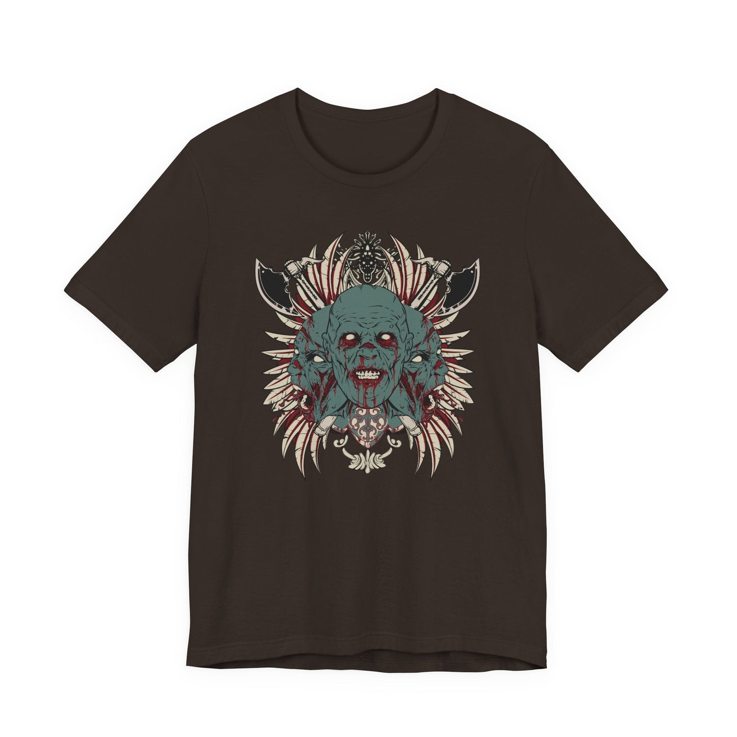 Zombie Skull Mandala T-Shirt Horror Graphic Tee, Gothic Skull Art-54-2