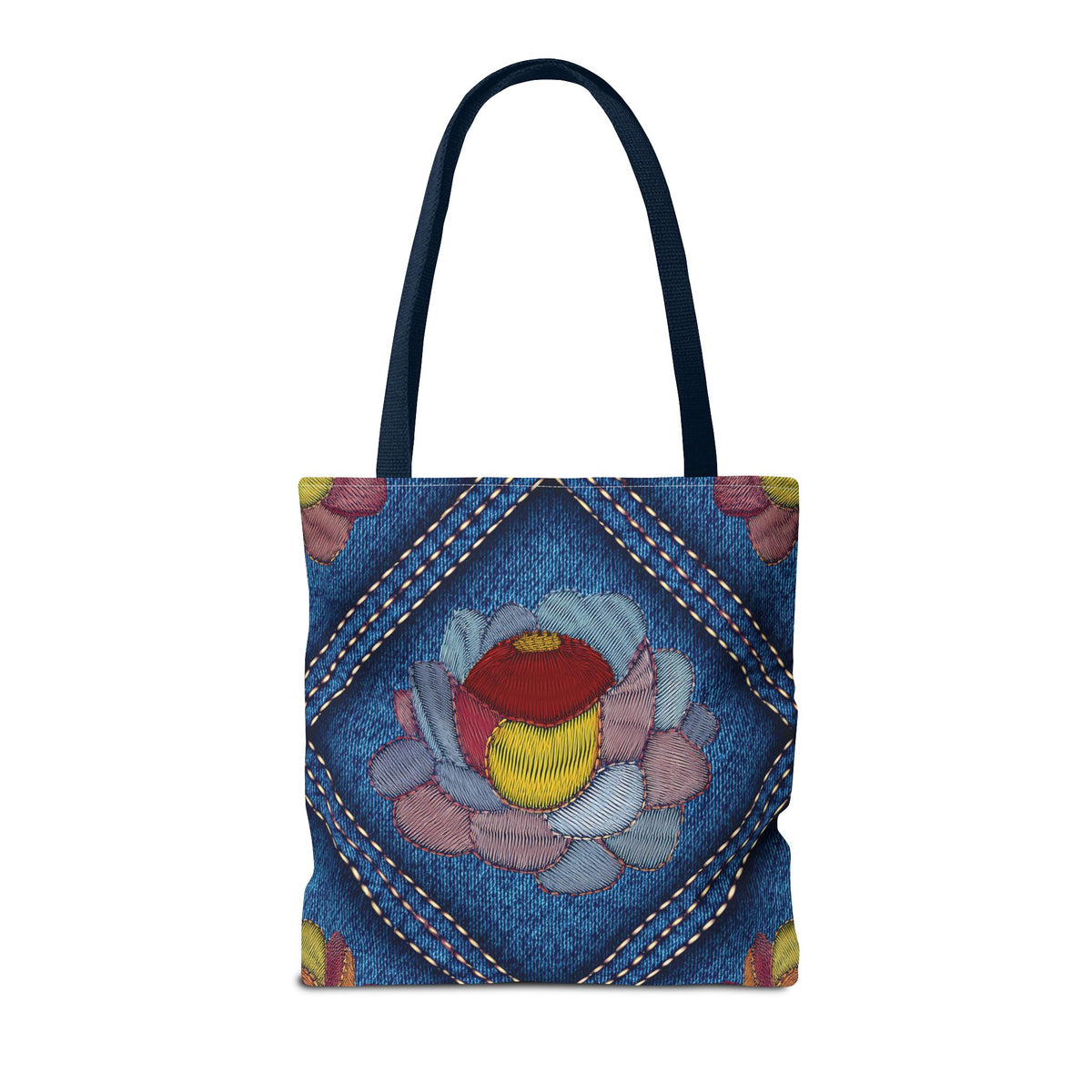 Denim Fabric Imitation Print Unisex Canvas Bag Poly Spun 3 Sizes Tote Bag 159-12