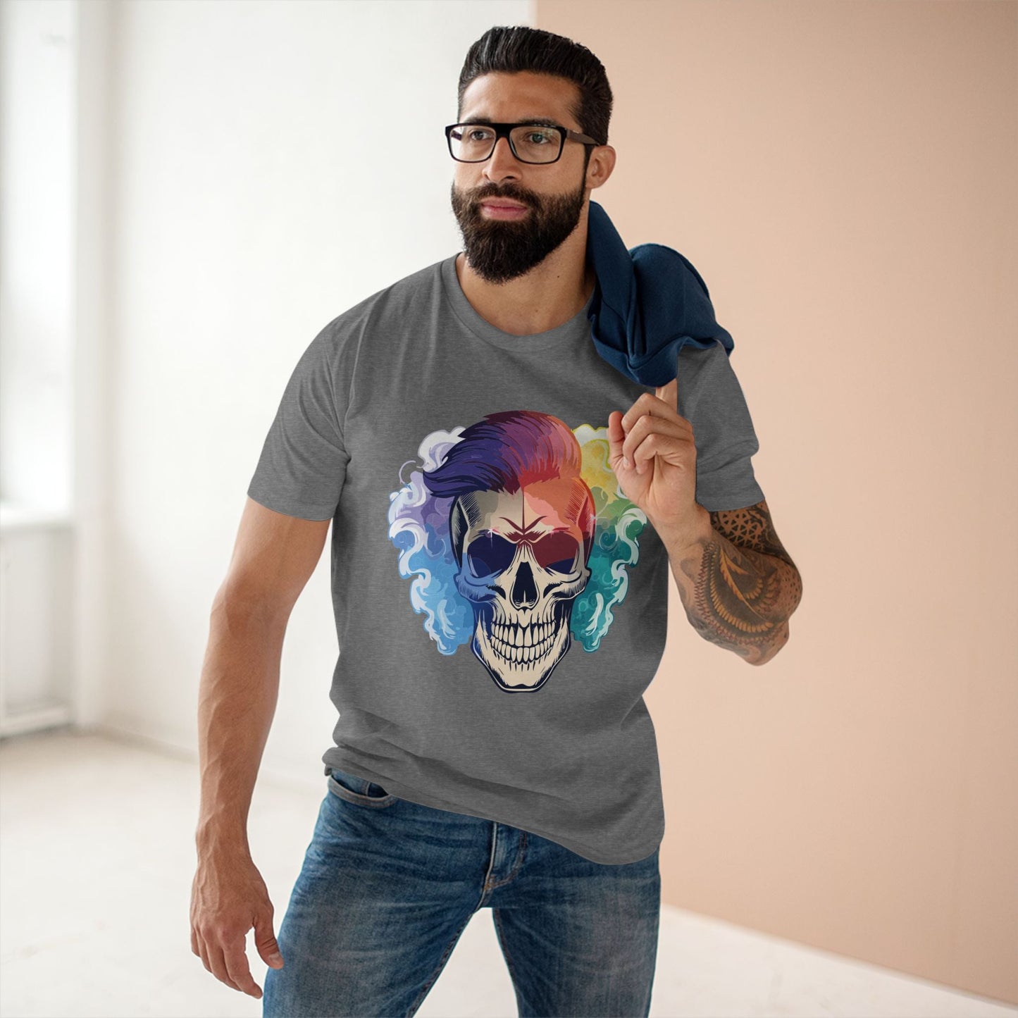 Retro2Nova Skull Shirt Unisex Premium Cotton Tee With Original Art Design Skeleton Graphic