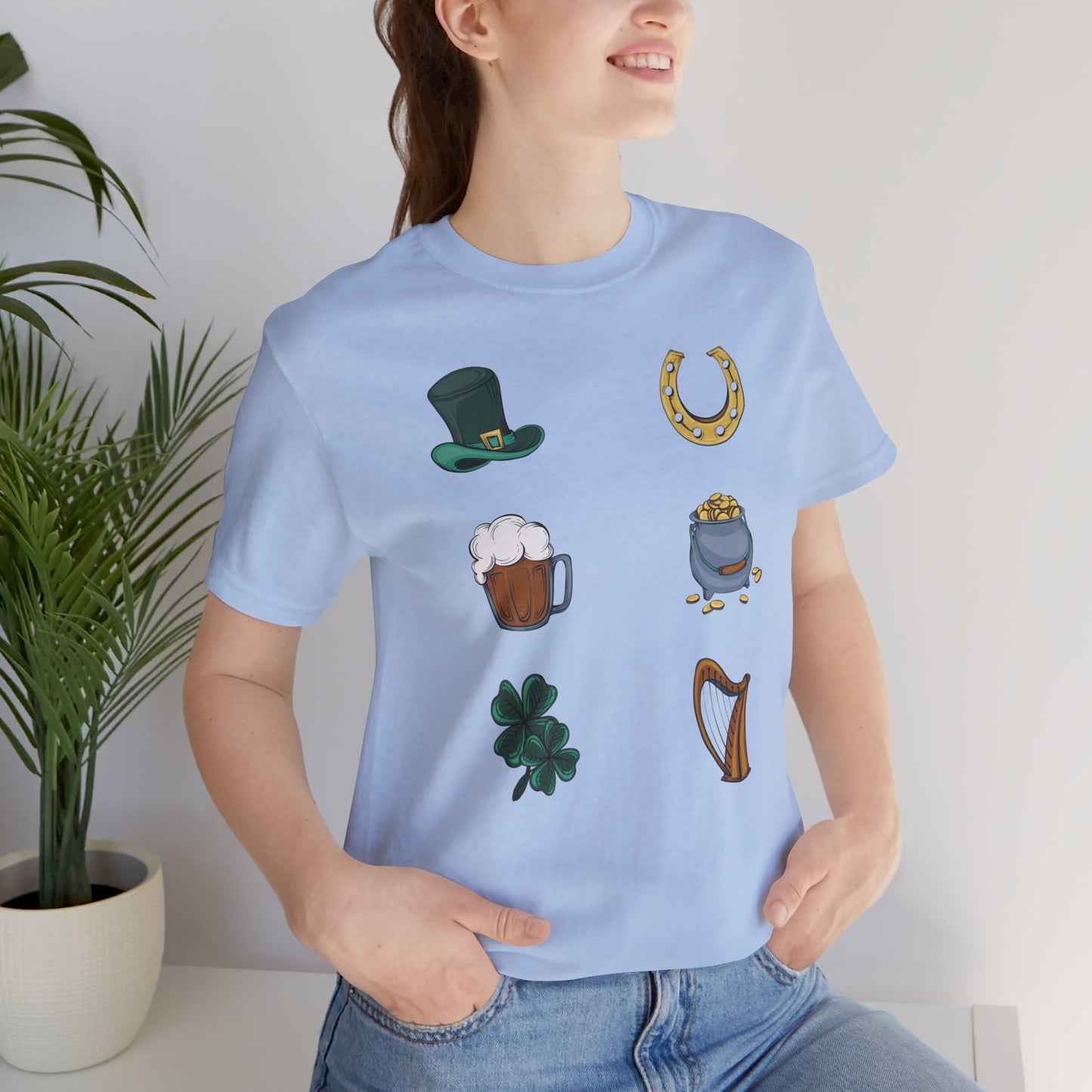 Unisex Cotton Tee Shirt with Lucky Prints