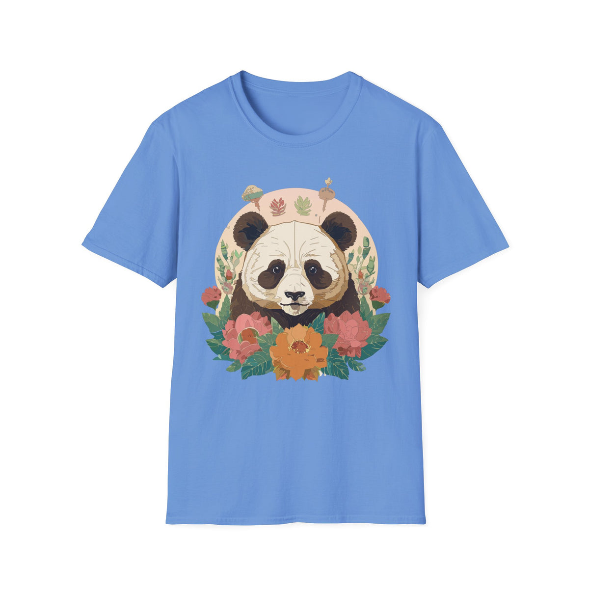 Floral Panda Illustration T-Shirt | Cute Botanical Bear Tee