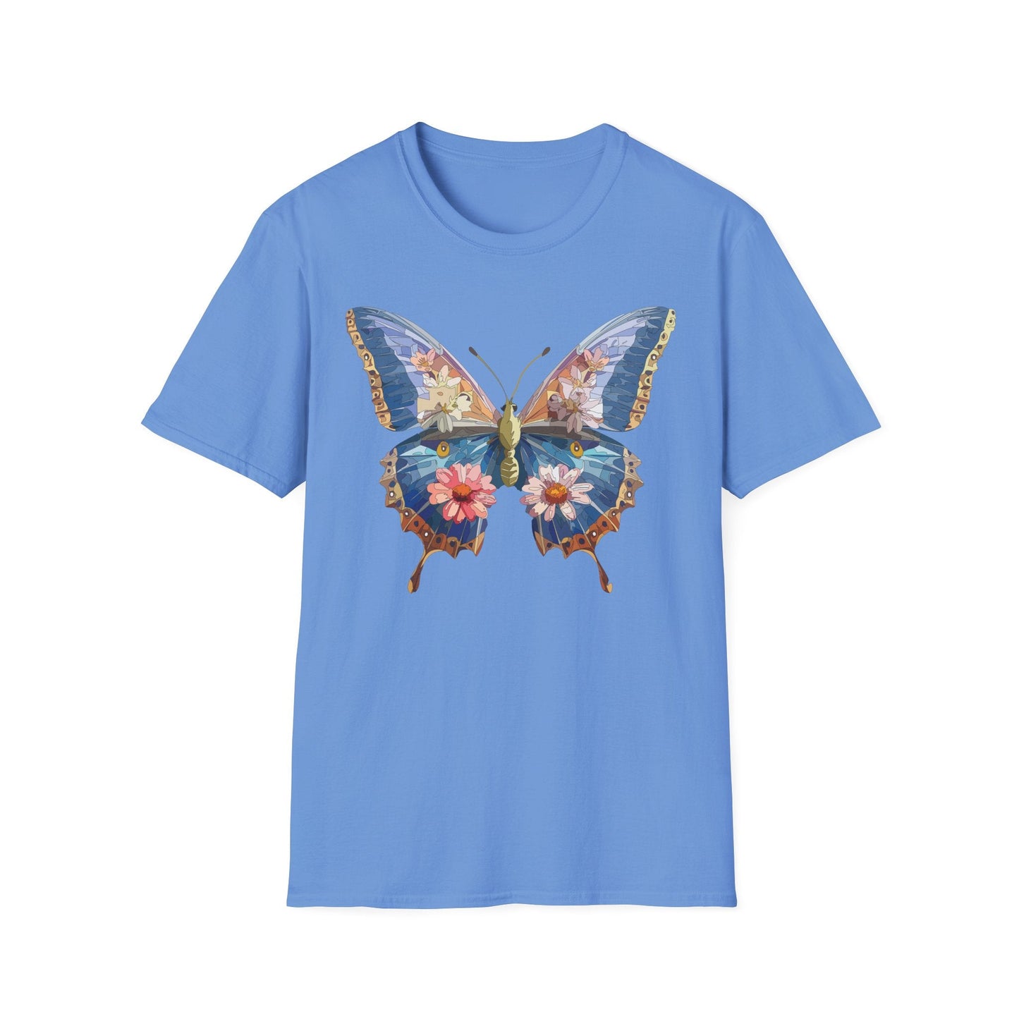Butterfly T Shirt Unisex Softstyle 64000 Gildan Monarch Design 100 Percent Ring Spun Cotton Tee